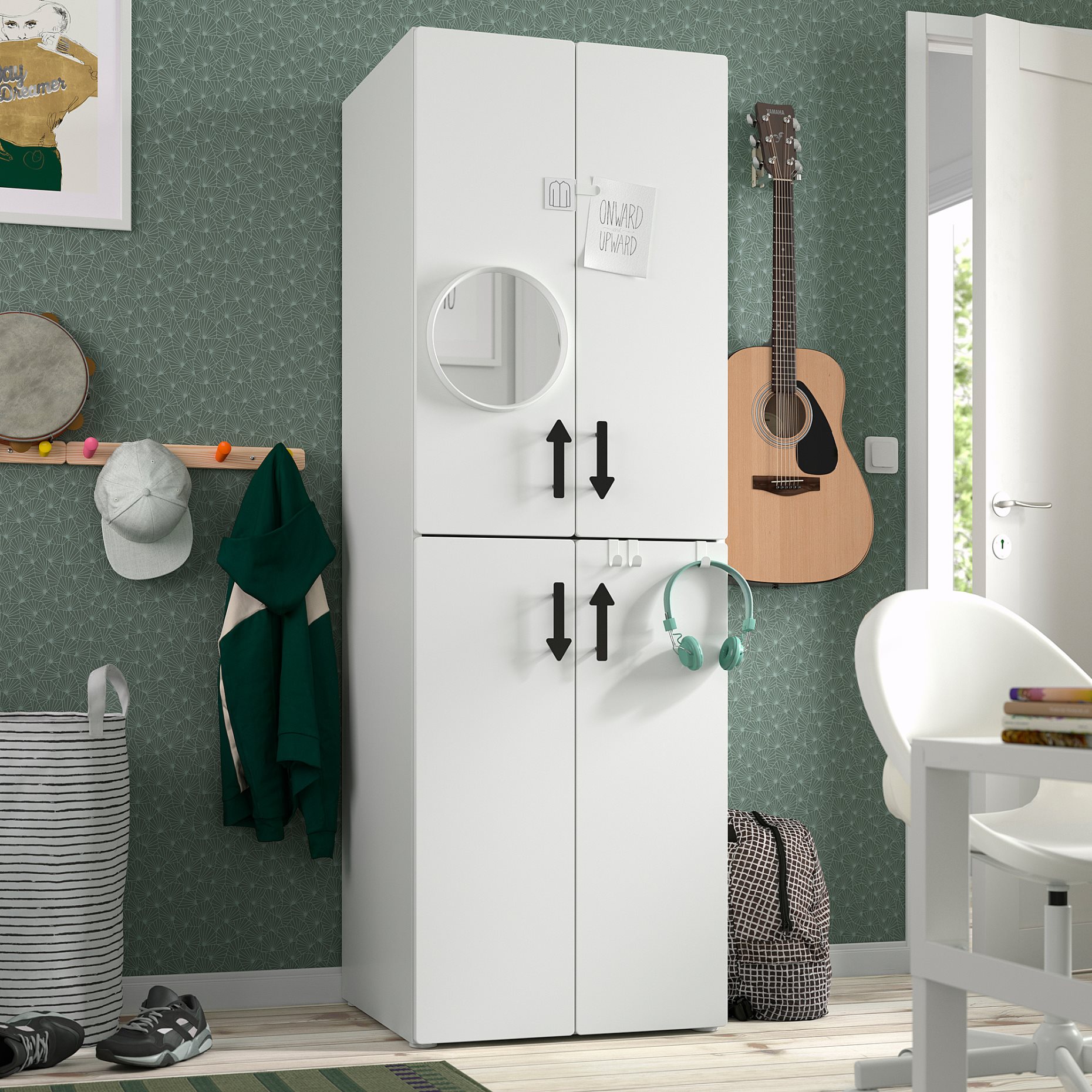 SMASTAD/PLATSA, wardrobe with 2 clothes rails, 60x57x181 cm, 994.282.77