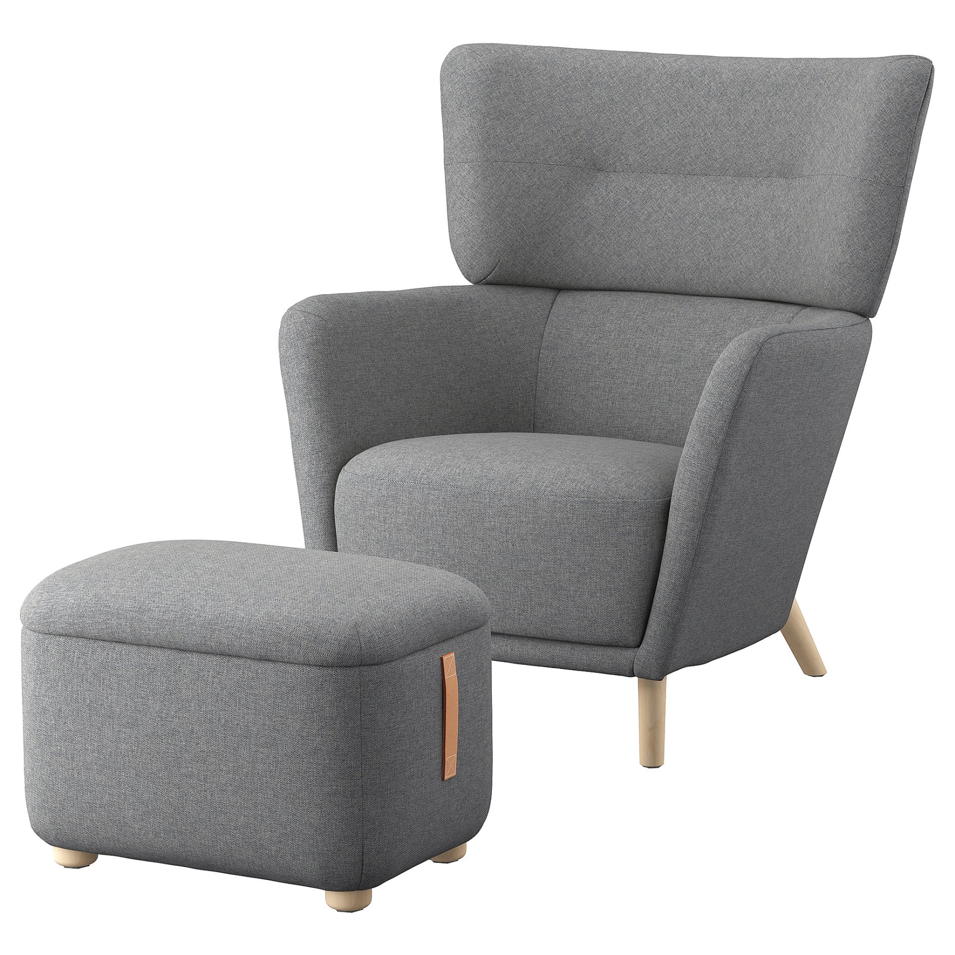 OSKARSHAMN, wing chair with footstool, 994.853.43