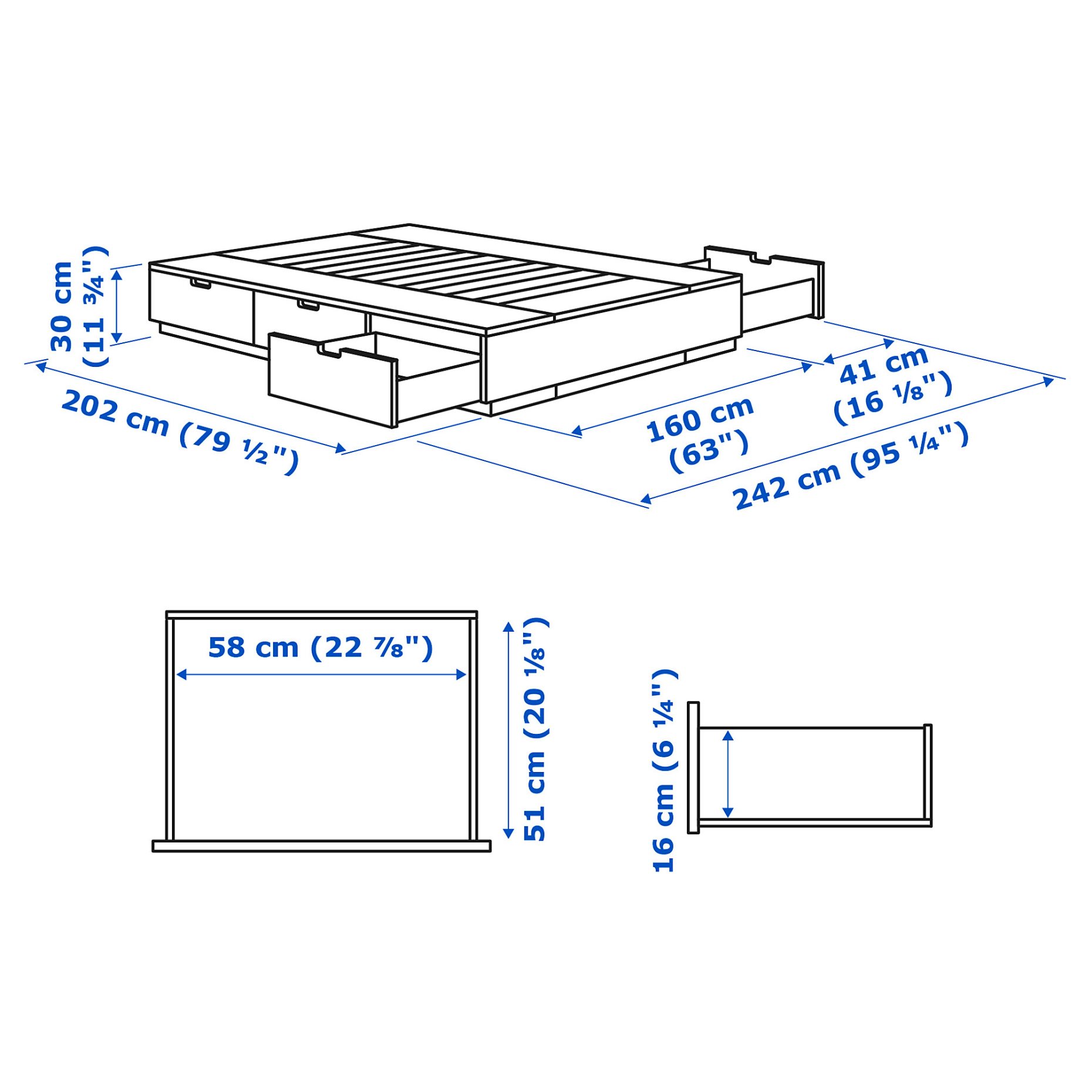 NORDLI, bed with storage, 160x200 cm, 003.498.49