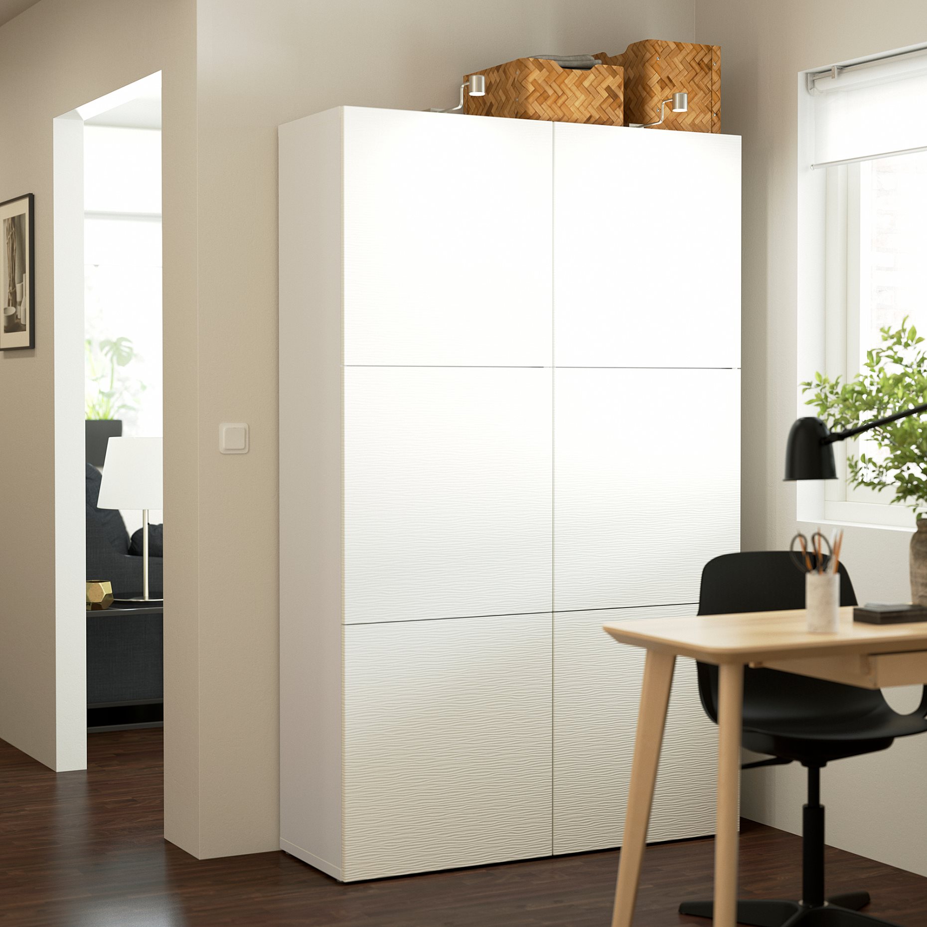 BESTÅ, σύνθεση αποθήκευσης με πόρτες, 120x42x193 cm, 090.714.65