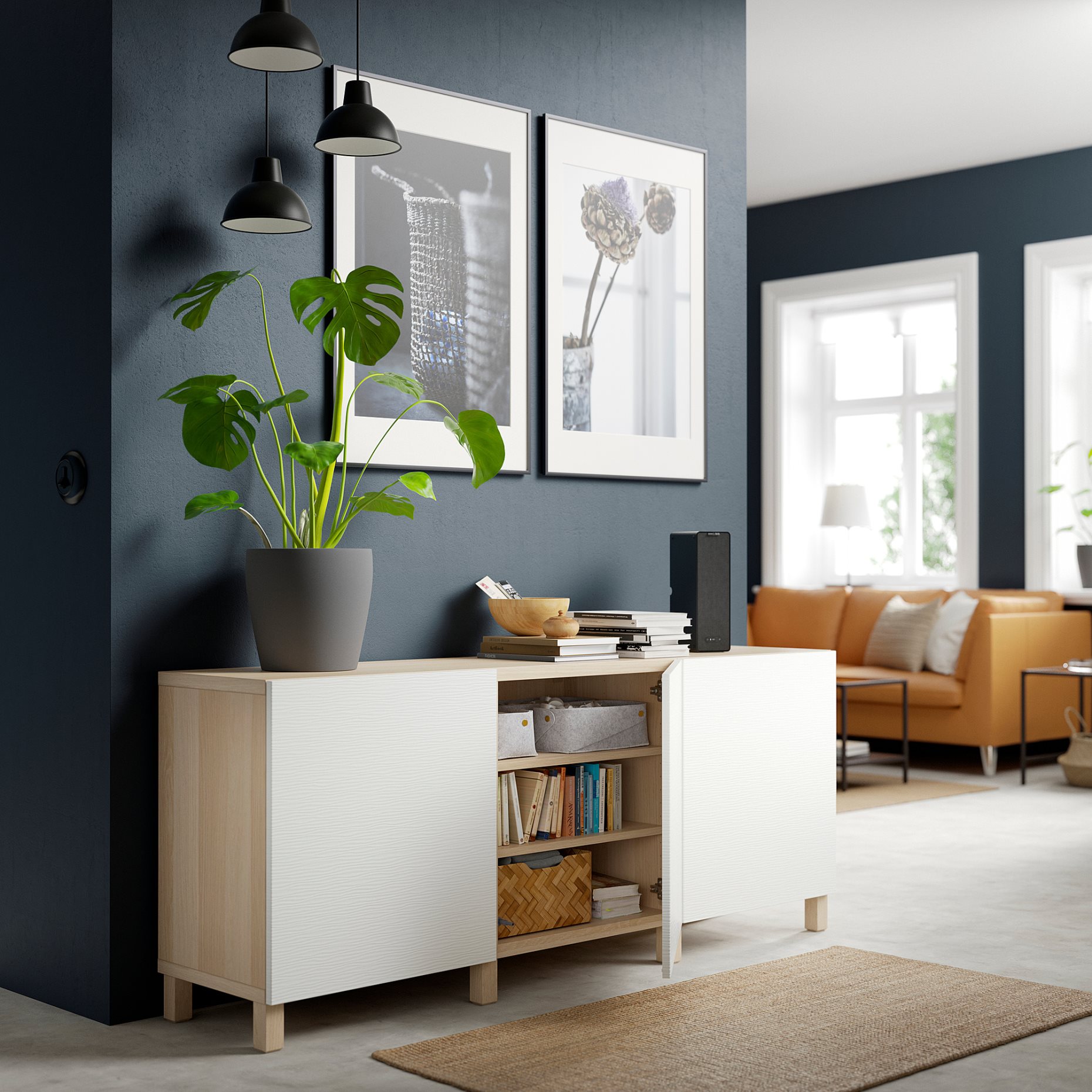 BESTÅ, storage combination with doors, 180x42x74 cm, 091.399.03