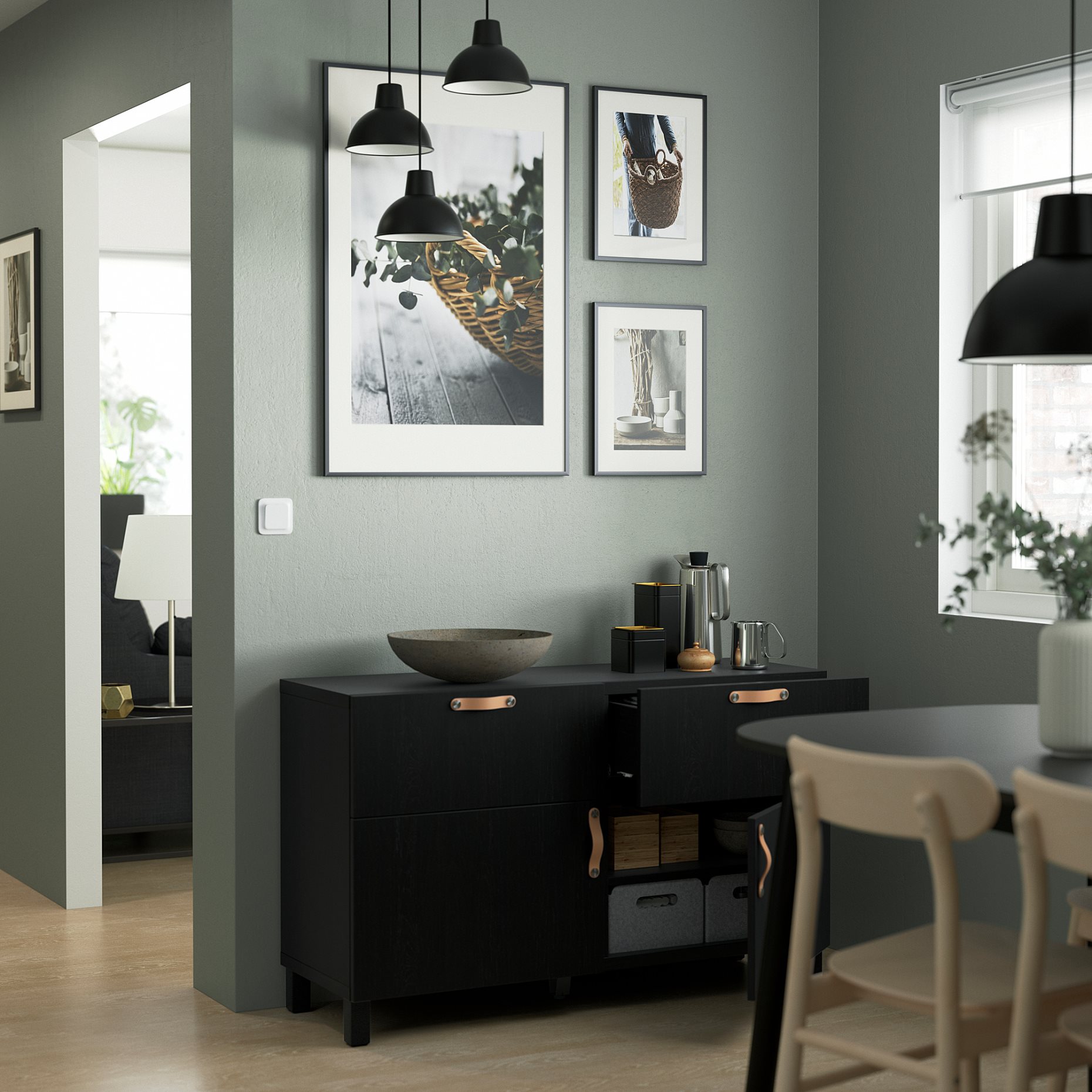 BESTÅ, storage combination with doors/drawers soft-closing, 120x42x74 cm, 091.953.00