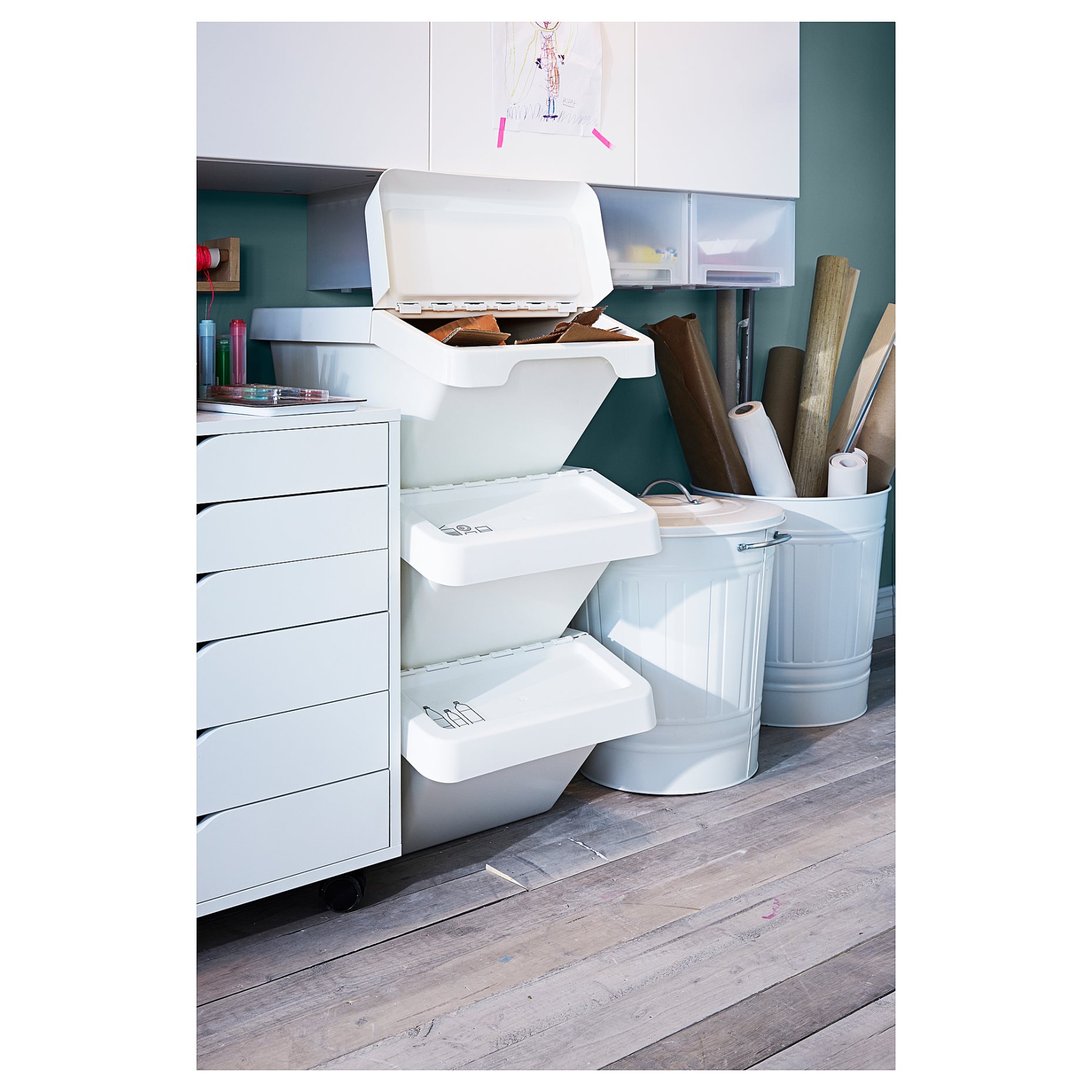 SORTERA, waste sorting bin with lid, 37 l, 102.558.97