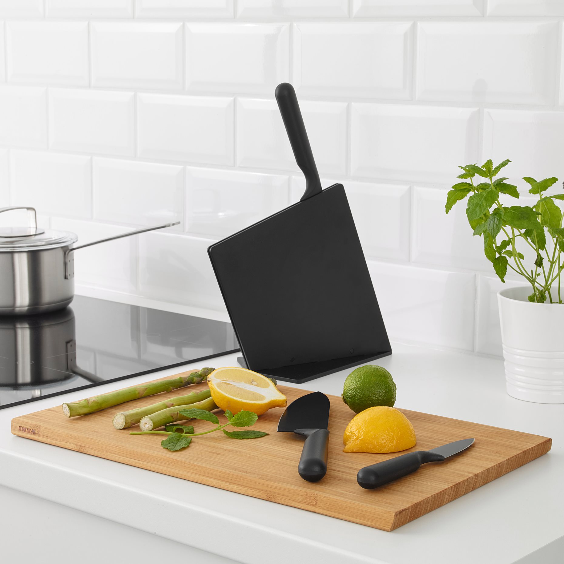 JÄMFÖRA, knife block with 3 knives, 103.468.31