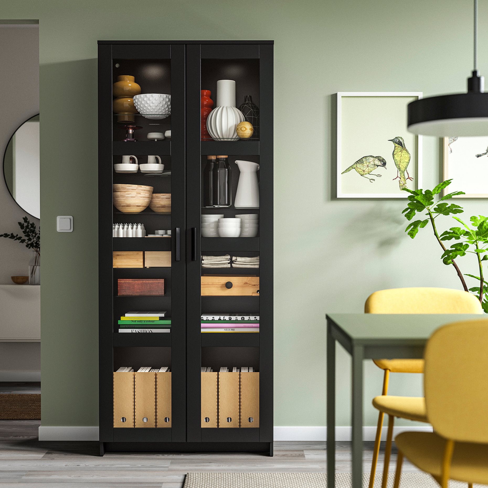 BRIMNES, glass-door cabinet, 104.098.71