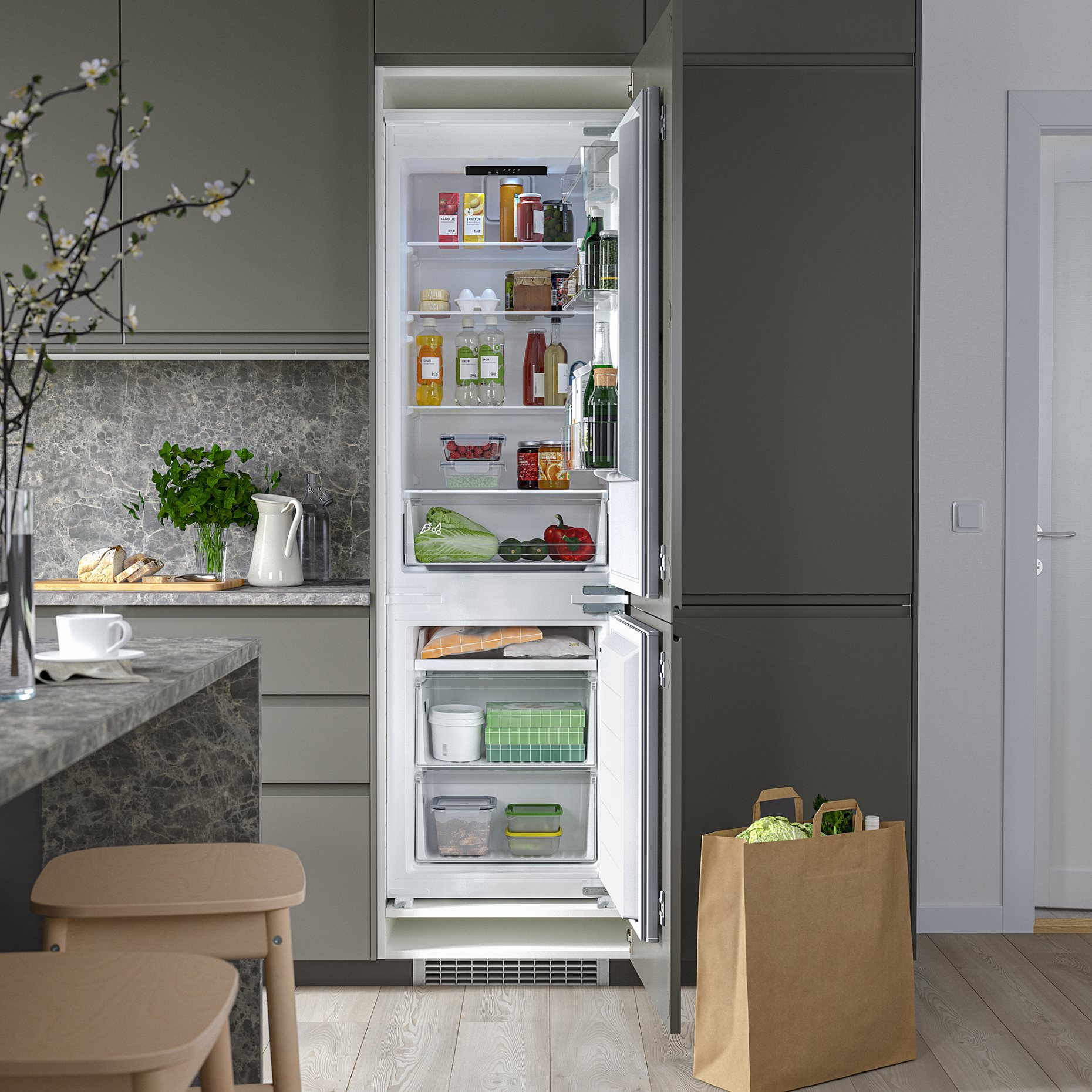 RISNAS, ψυγείο/καταψύκτης εντοιχιζόμενος/IKEA 500, 192/79 l, 105.730.60
