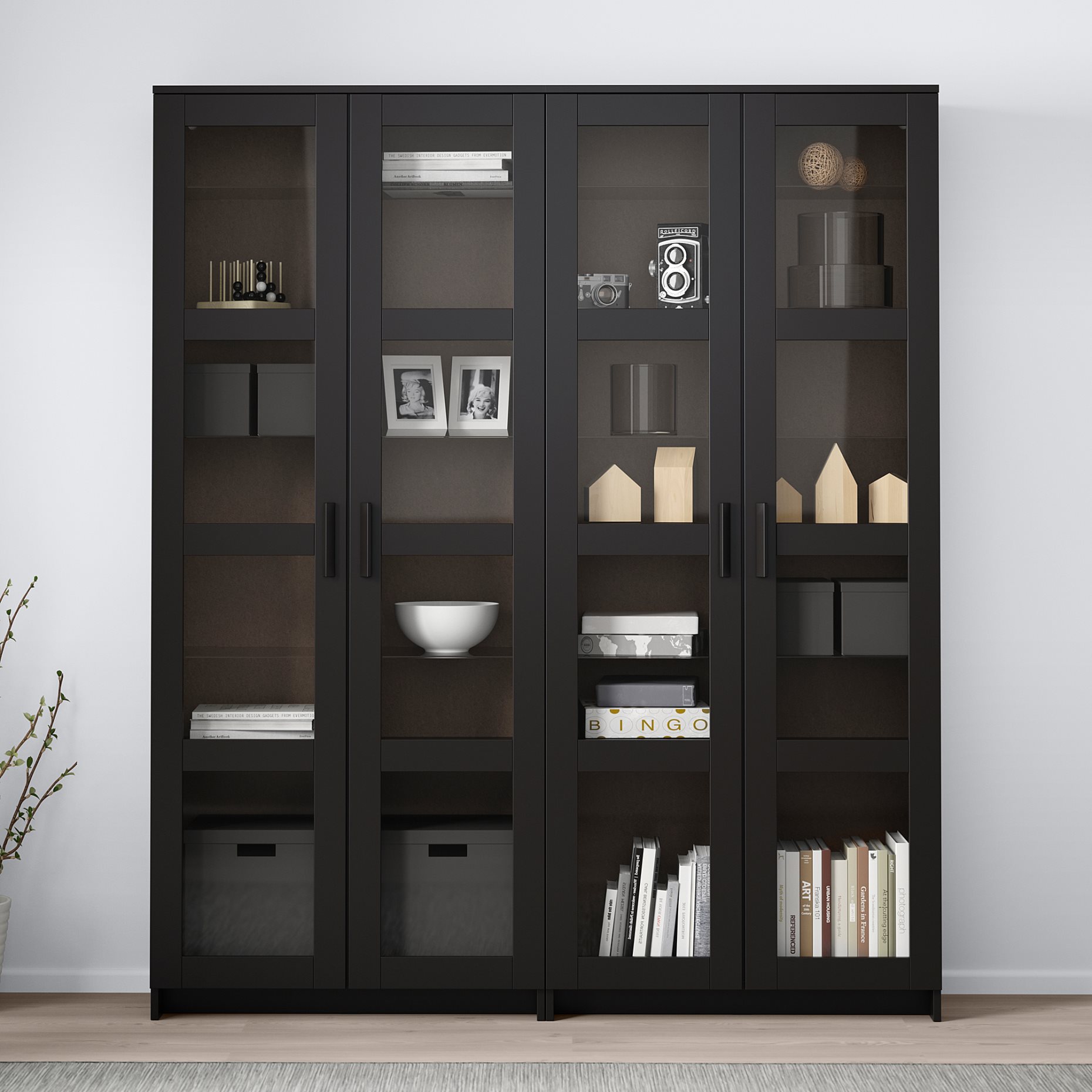 BRIMNES, storage combination with glass doors, 192.782.34