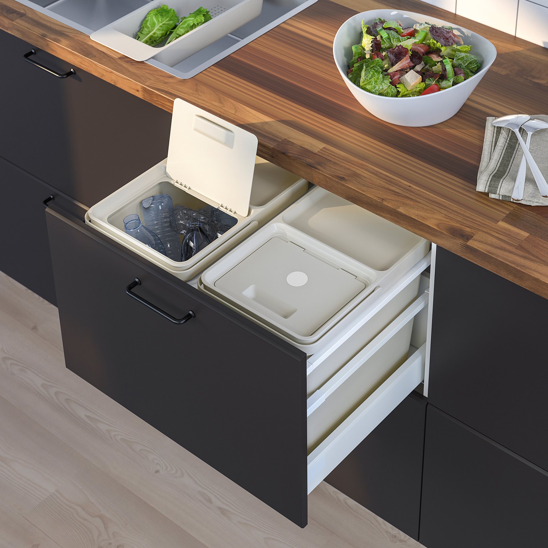 HÅLLBAR, waste sorting solution for METOD kitchen drawer, 44 l, 193.088.39