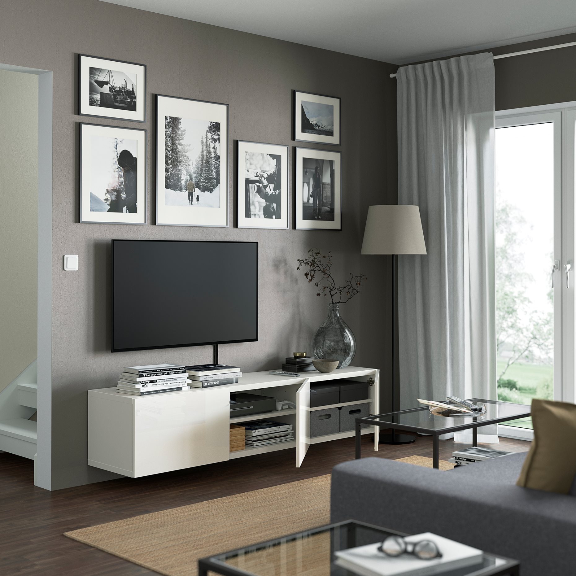 BESTÅ, έπιπλο TV με πόρτες, 180x42x38 cm, 193.307.03