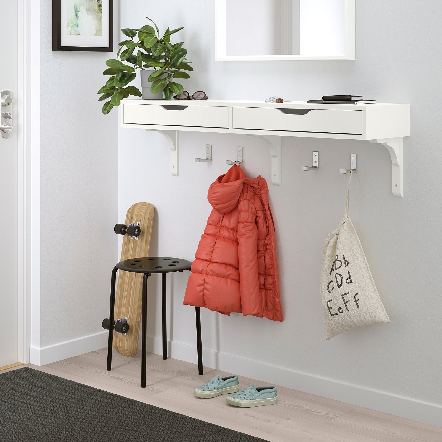 EKBY ALEX, shelf with drawers, 119x29 cm, 201.928.28