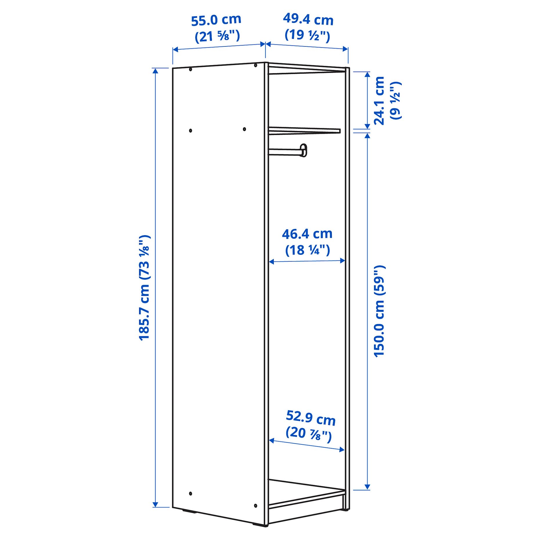 GURSKEN, wardrobe, 49x55x186 cm, 204.863.26