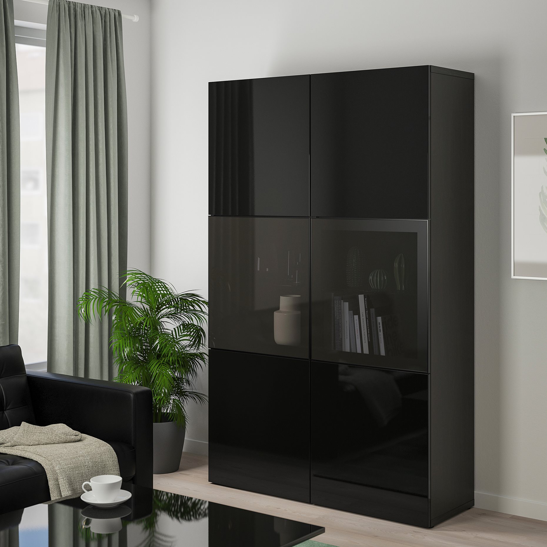 BESTÅ, storage combination w glass doors,, 120x42x193 cm, 390.594.57