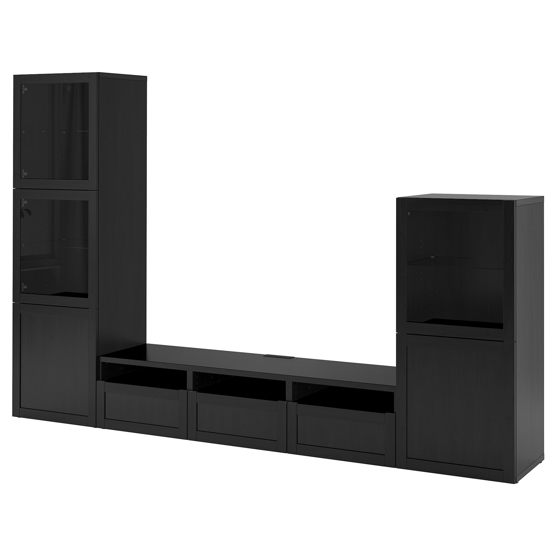 BESTÅ, TV storage combination/glass doors/drawers push open, 300x42x193 cm, 394.065.70