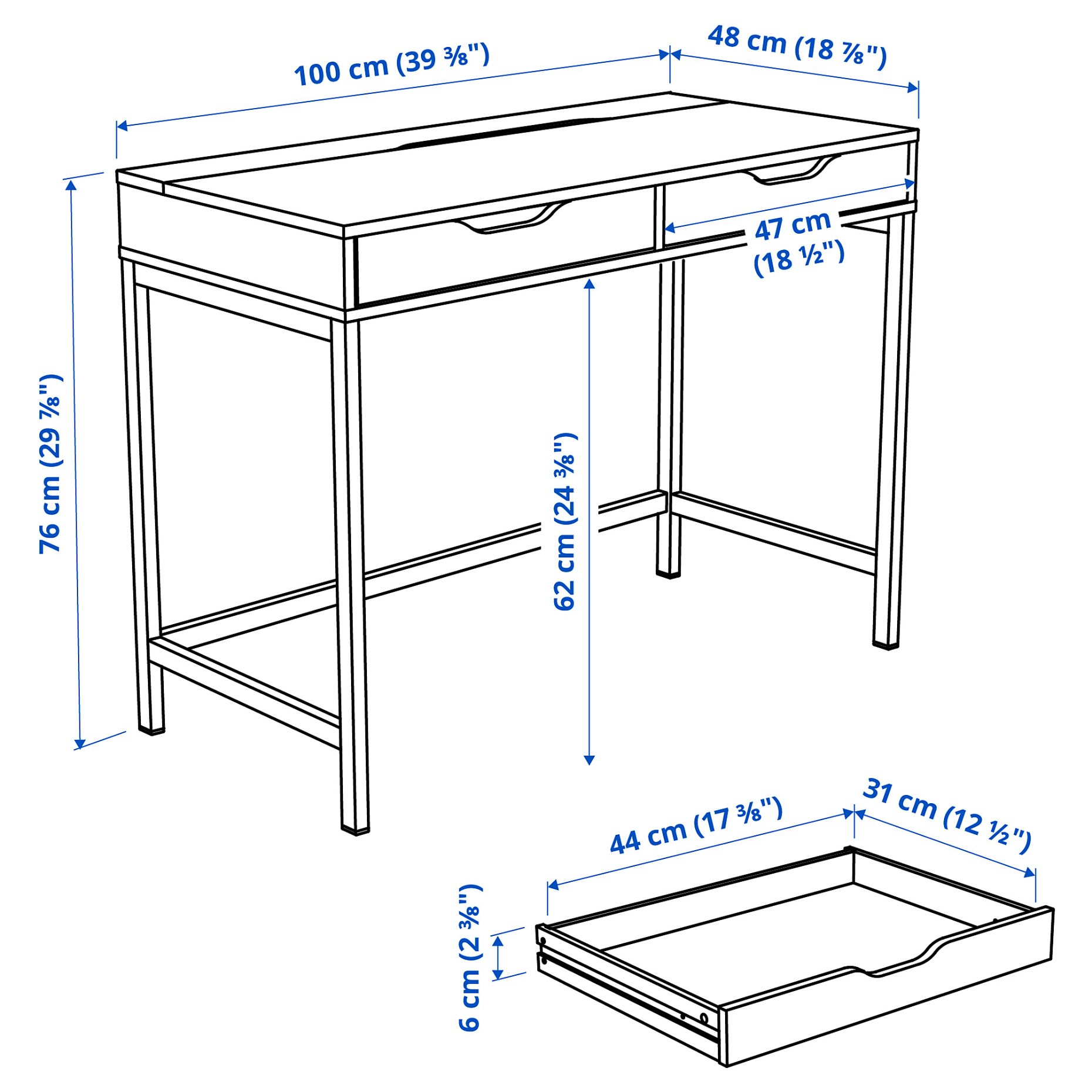 ALEX, desk, 100x48 cm, 504.735.58