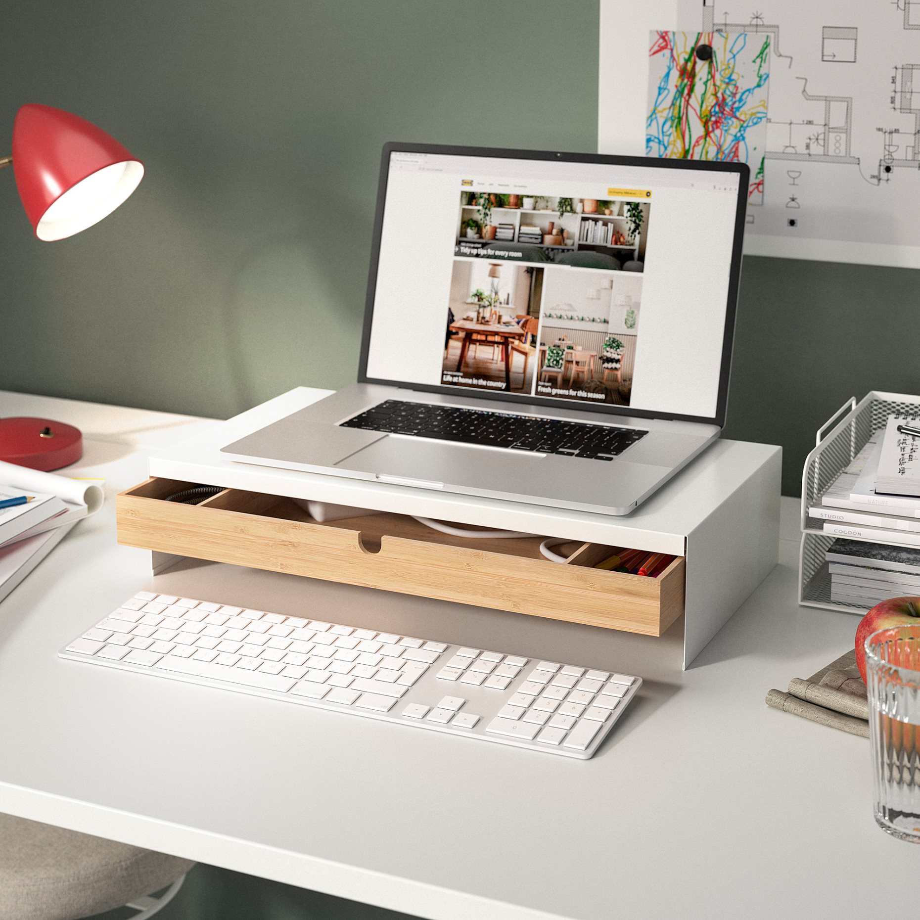 ELLOVEN, monitor stand with drawer, 504.747.70
