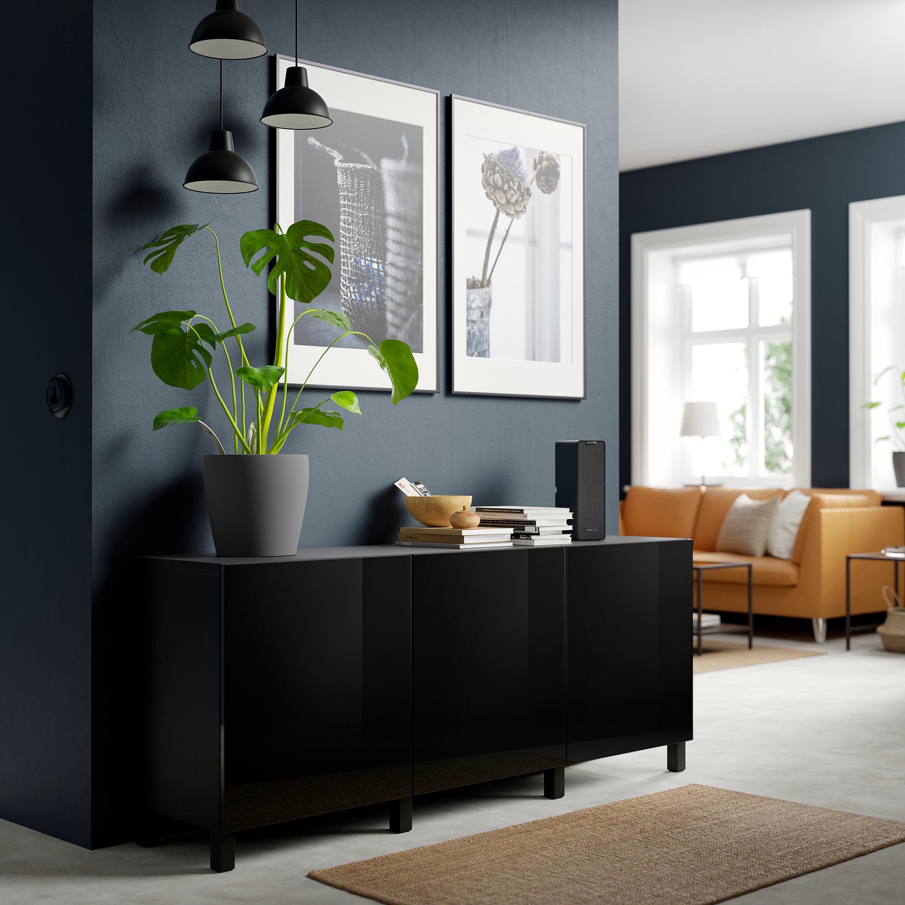 BESTÅ, storage combination with doors, 180x42x74 cm, 591.398.06