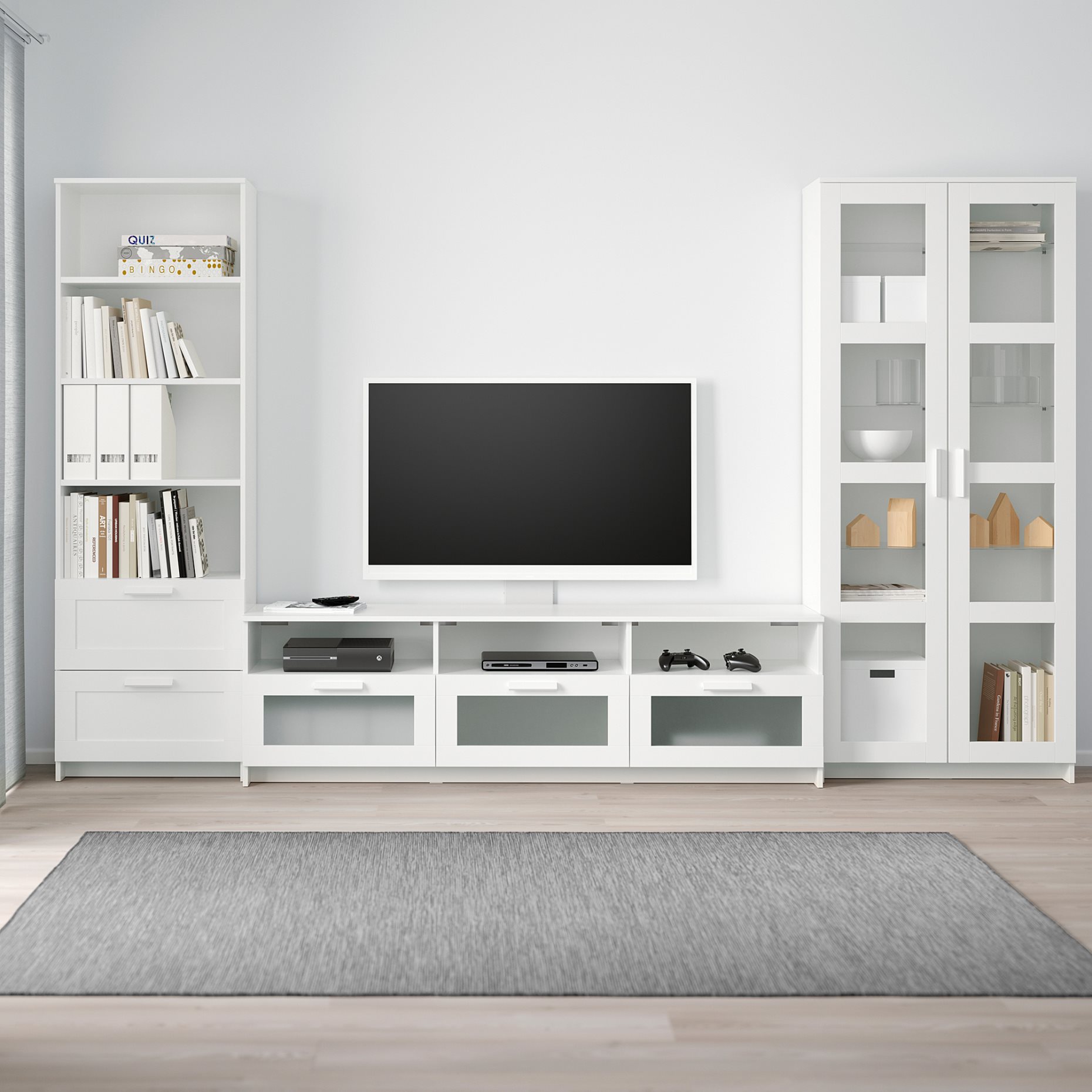 BRIMNES, σύνθεση αποθήκευσης TV/γυάλινες πόρτες, 592.782.32