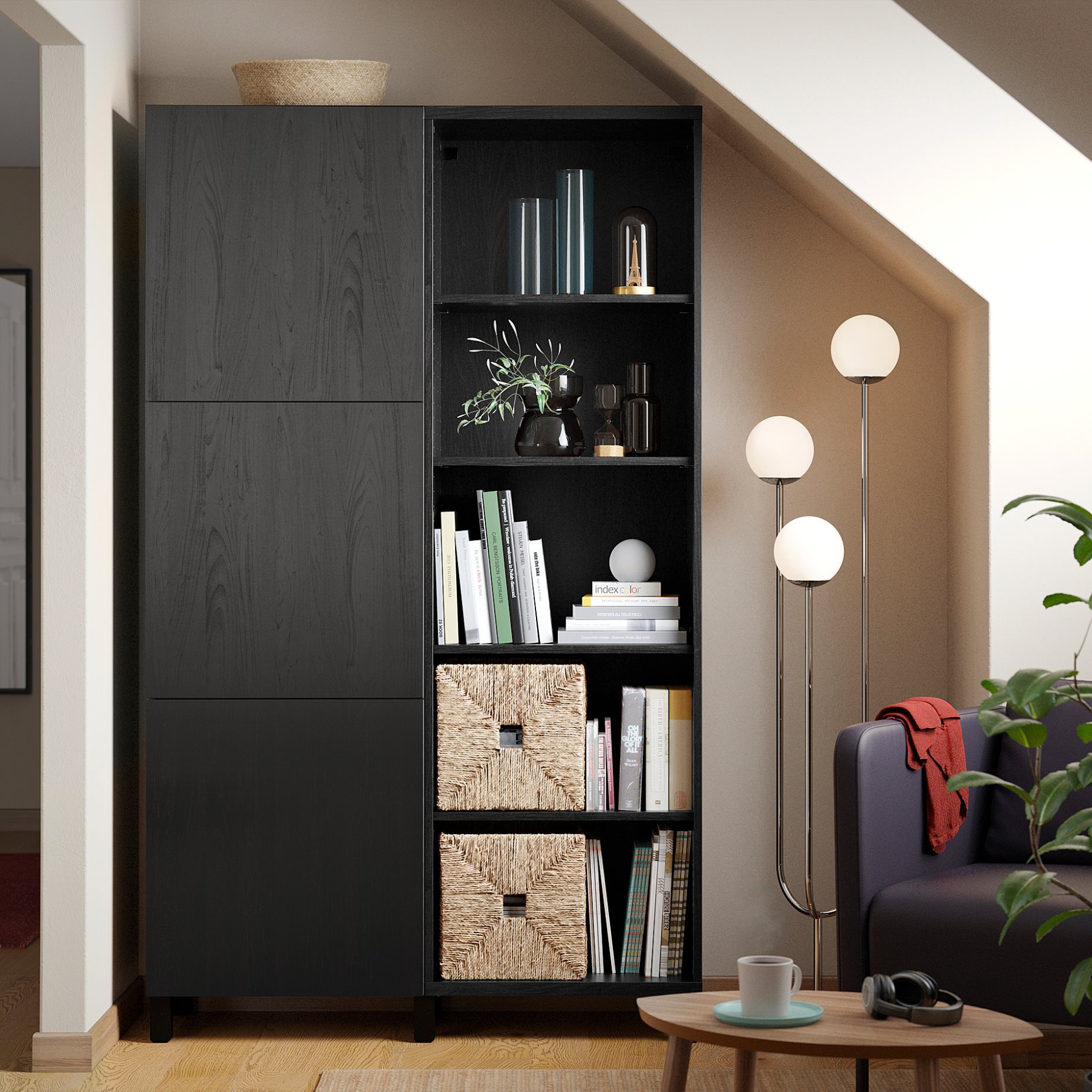 BESTÅ, storage combination with doors, 120x42x202 cm, 593.017.65
