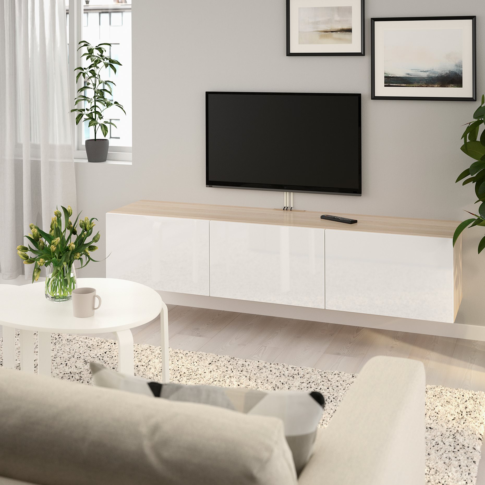 BESTÅ, TV bench with doors, 180x42x38 cm, 593.307.15