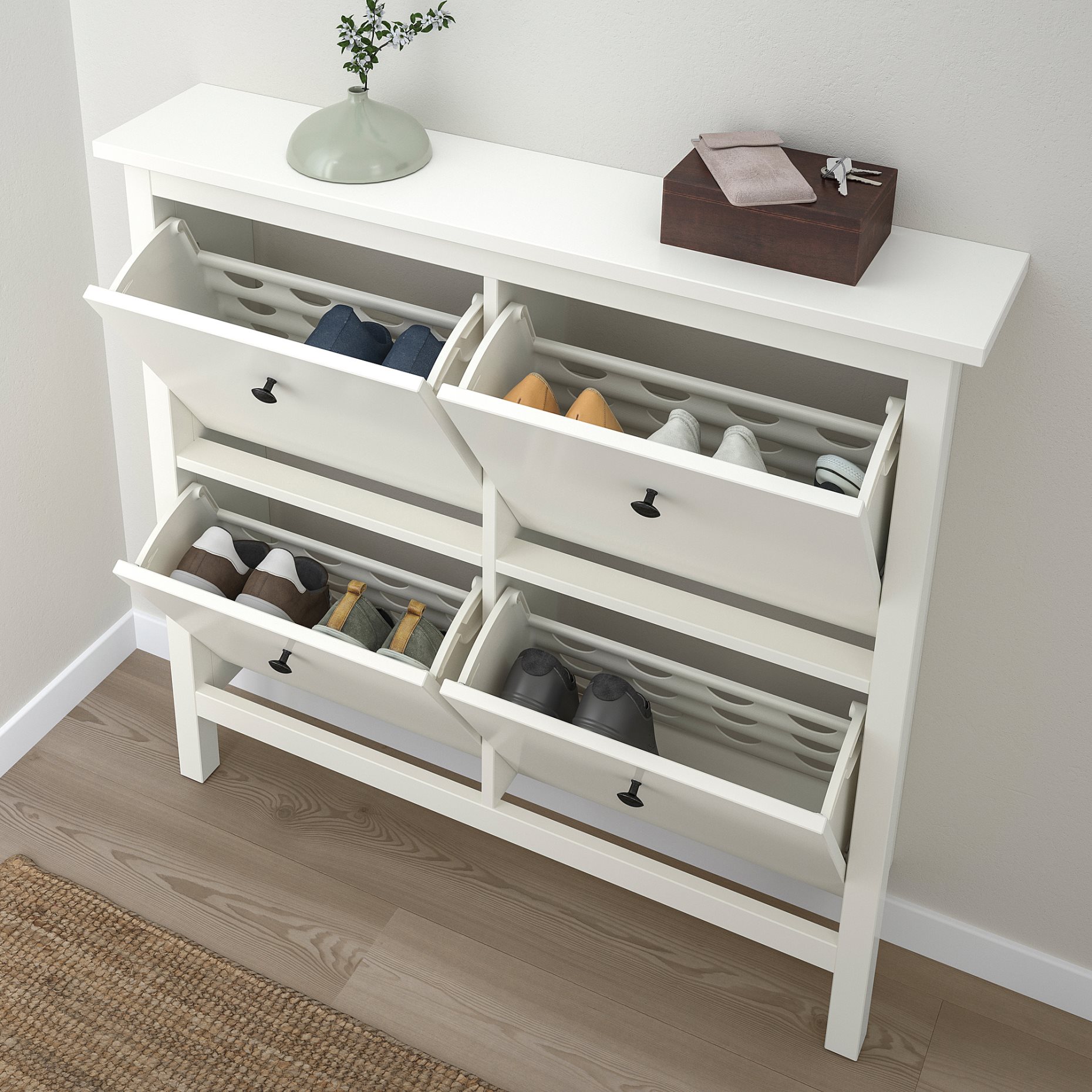 HEMNES, shoe cabinet with 4 compartments, 601.561.21
