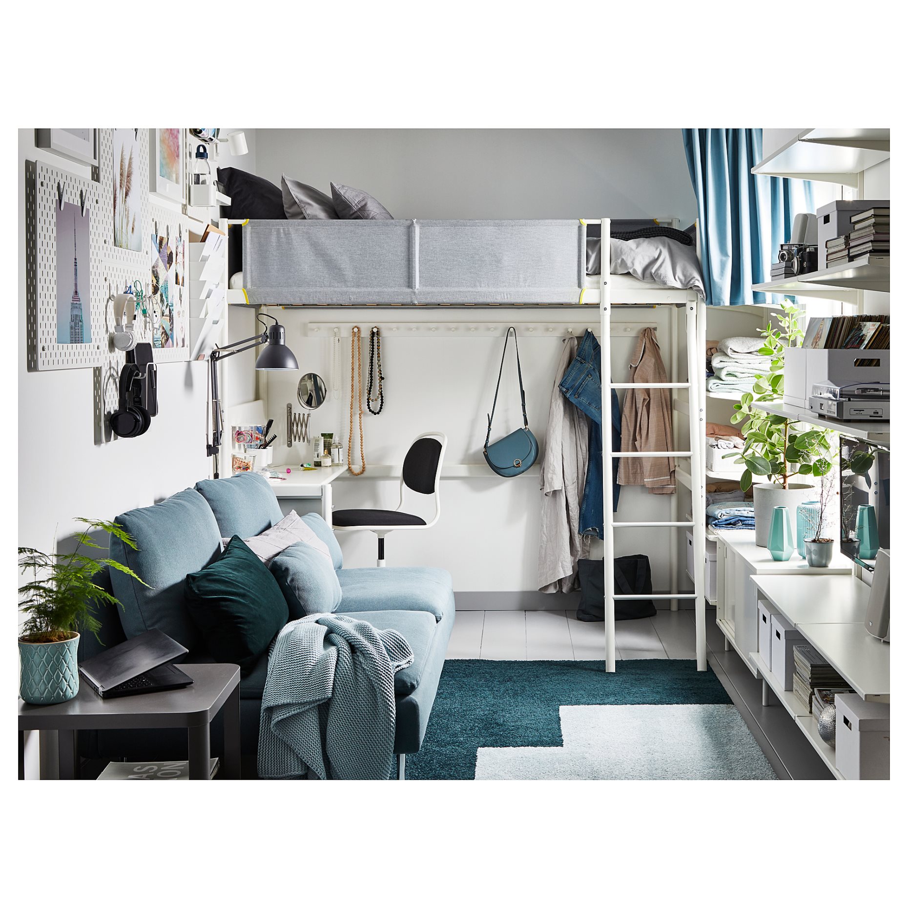 VITVAL, loft bed frame with desk top, 693.025.66