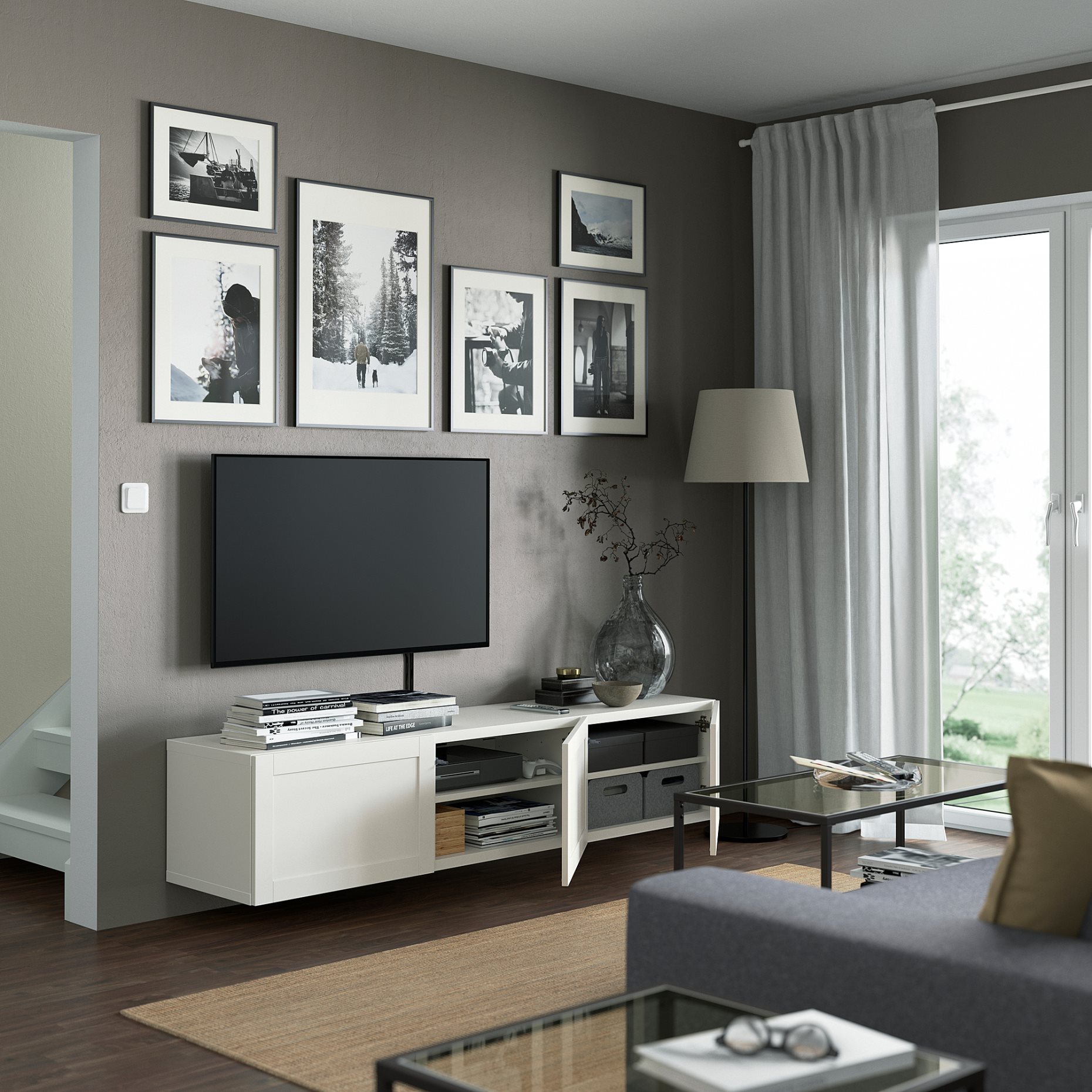 BESTÅ, TV bench with doors, 180x42x38 cm, 693.306.87