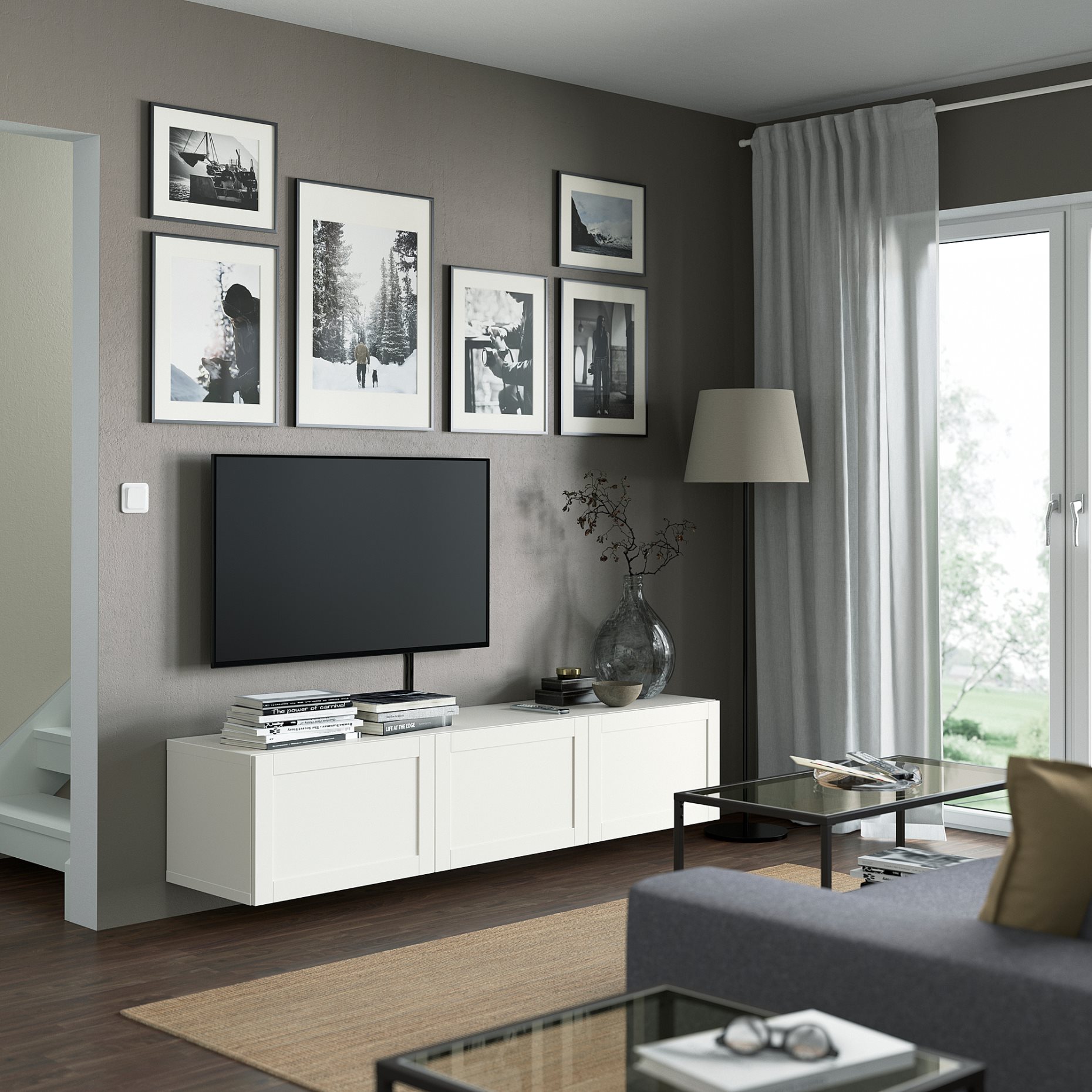 BESTÅ, TV bench with doors, 180x42x38 cm, 693.306.87