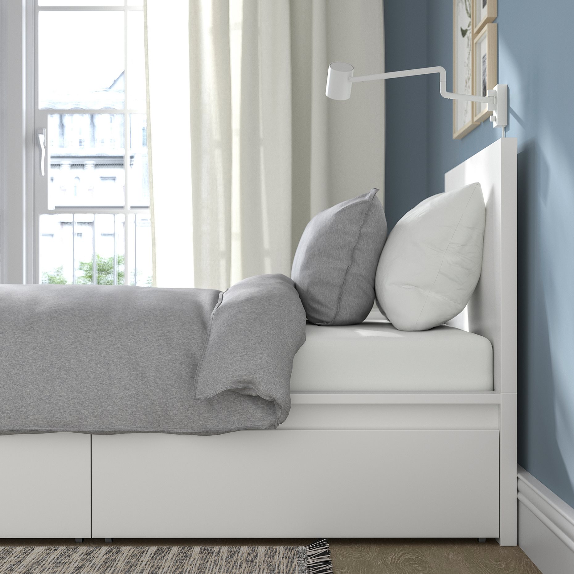 MALM, bed frame/high with 2 storage boxes, 90X200 cm, 790.129.91