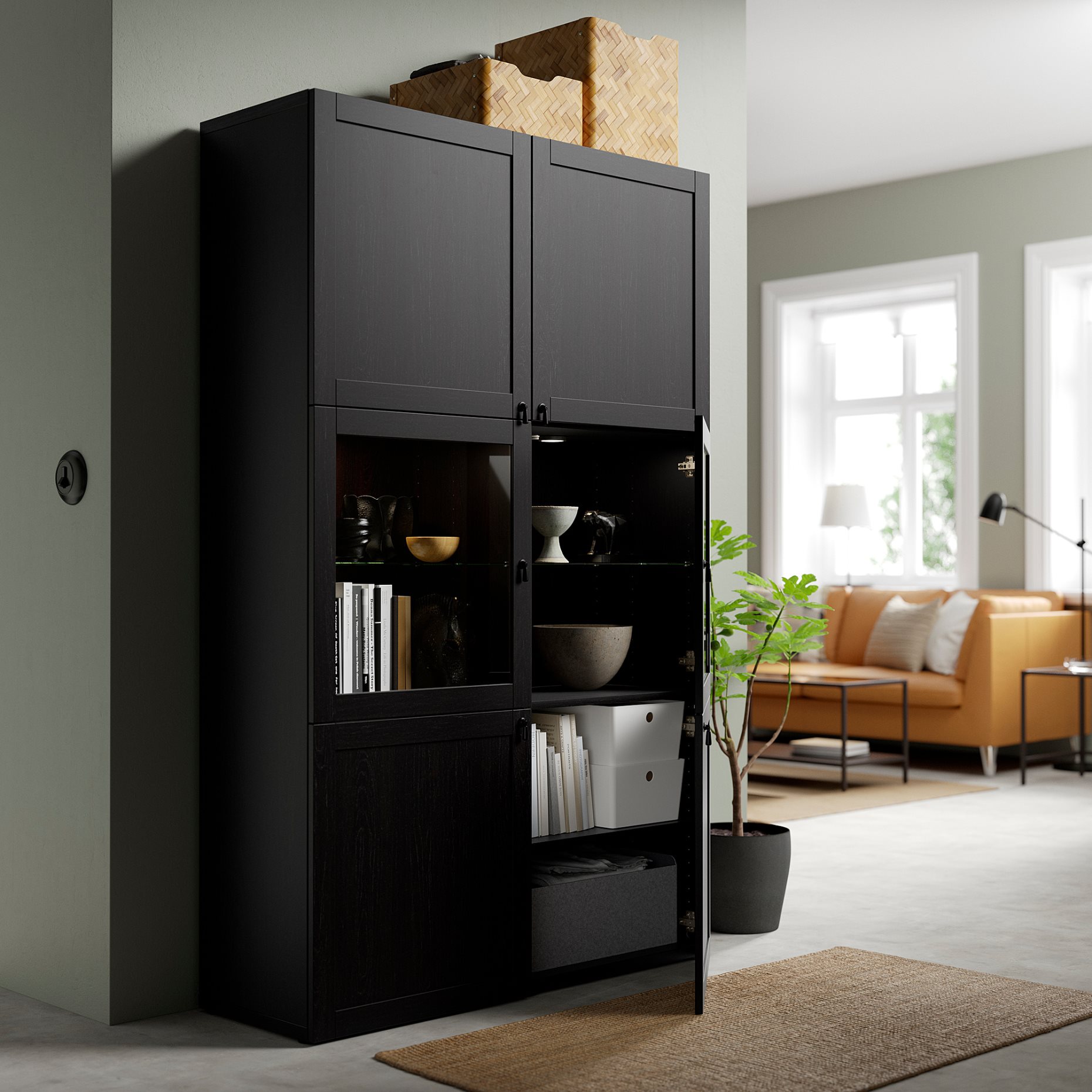 BESTÅ, storage combination w glass doors,, 120x42x193 cm, 790.594.36