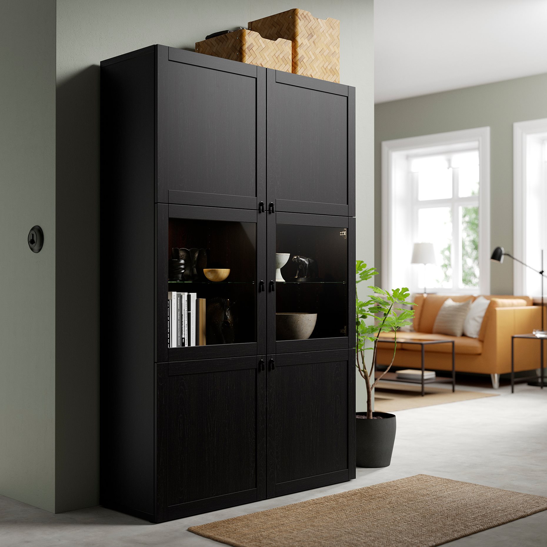 BESTÅ, storage combination w glass doors,, 120x42x193 cm, 790.594.36