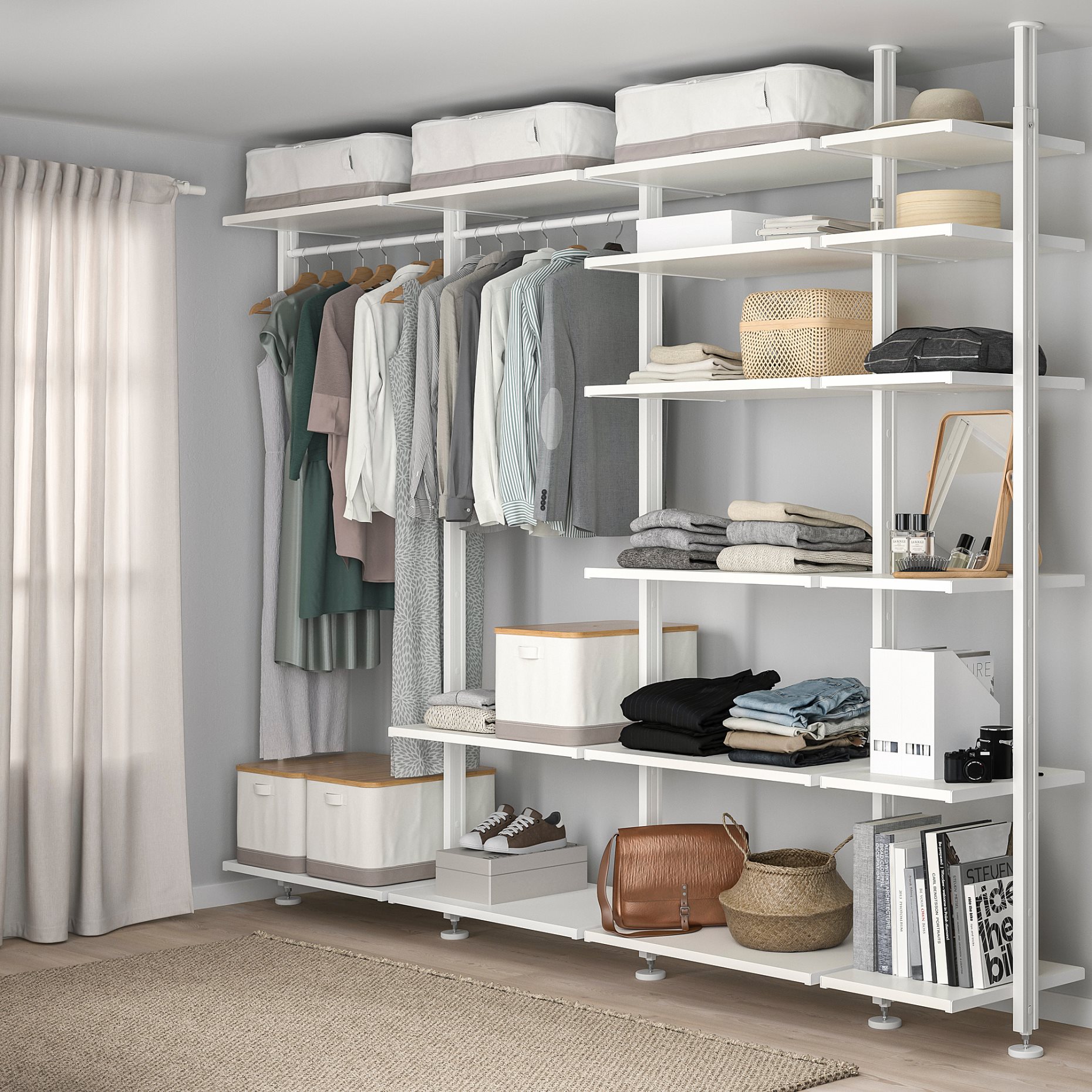 ELVARLI, wardrobe combination, 303X51X222-350 cm, 793.930.71