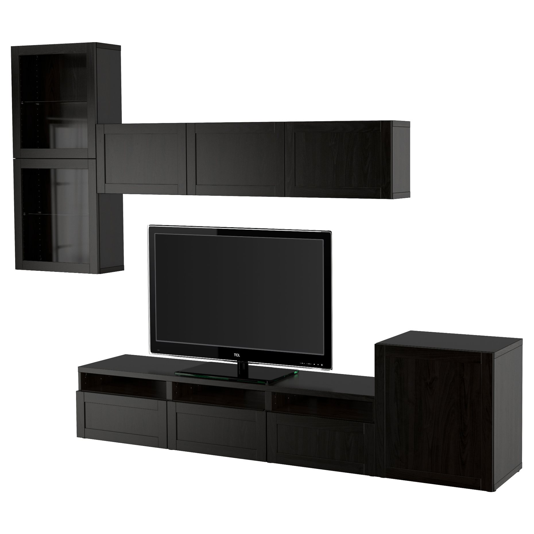 BESTÅ, TV storage combination/glass doors/drawers push open, 300x42x211 cm, 794.067.14