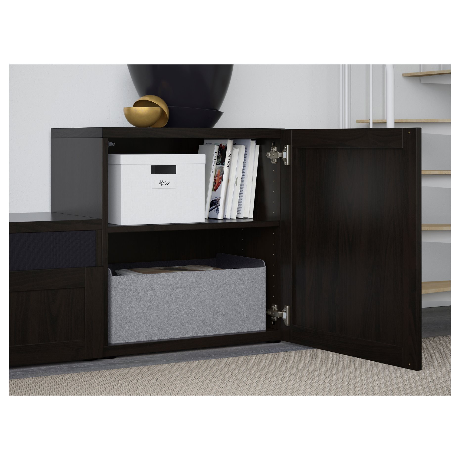BESTÅ, TV storage combination/glass doors/drawers push open, 300x42x211 cm, 794.067.14