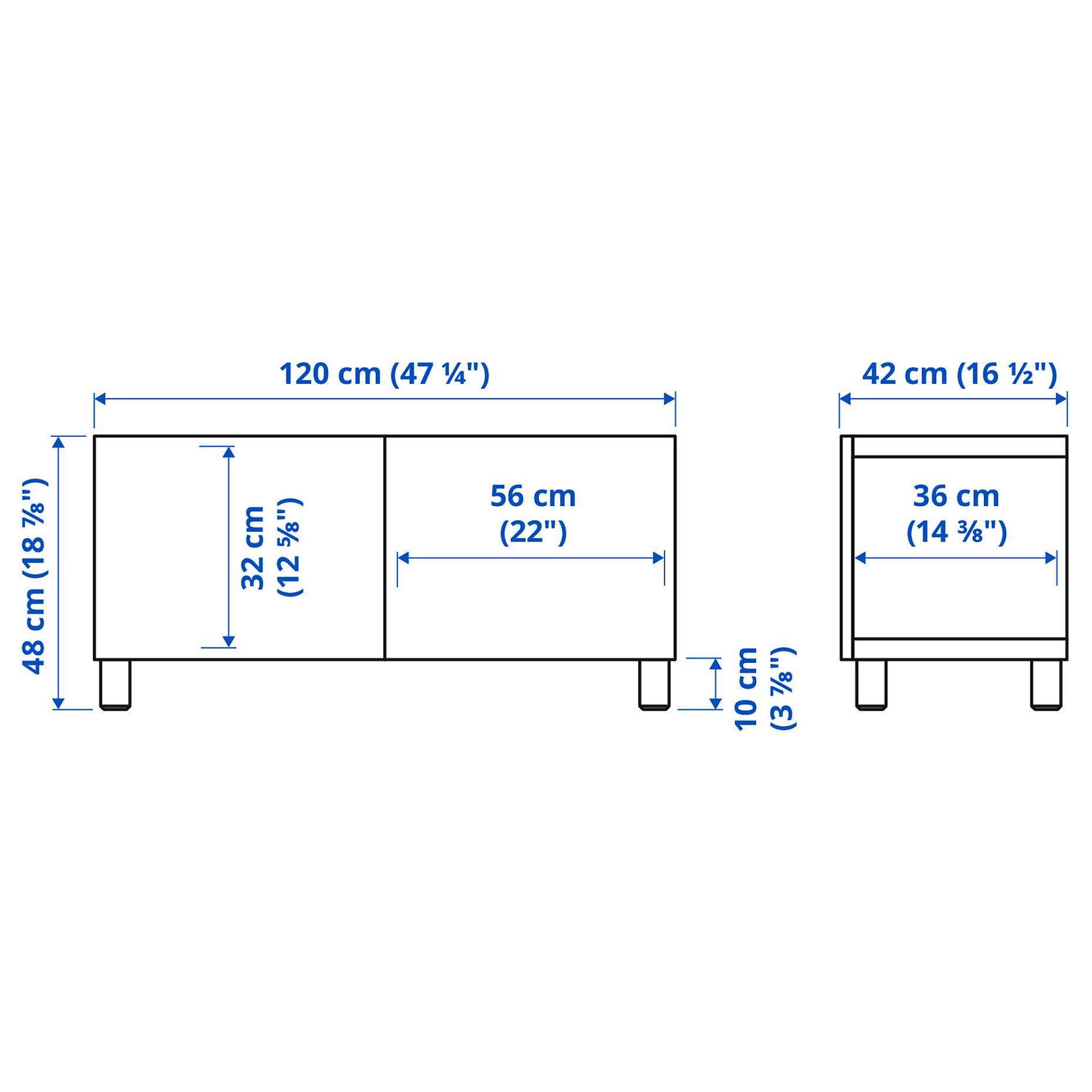 BESTÅ, TV bench with doors, 120x42x48 cm, 794.194.48