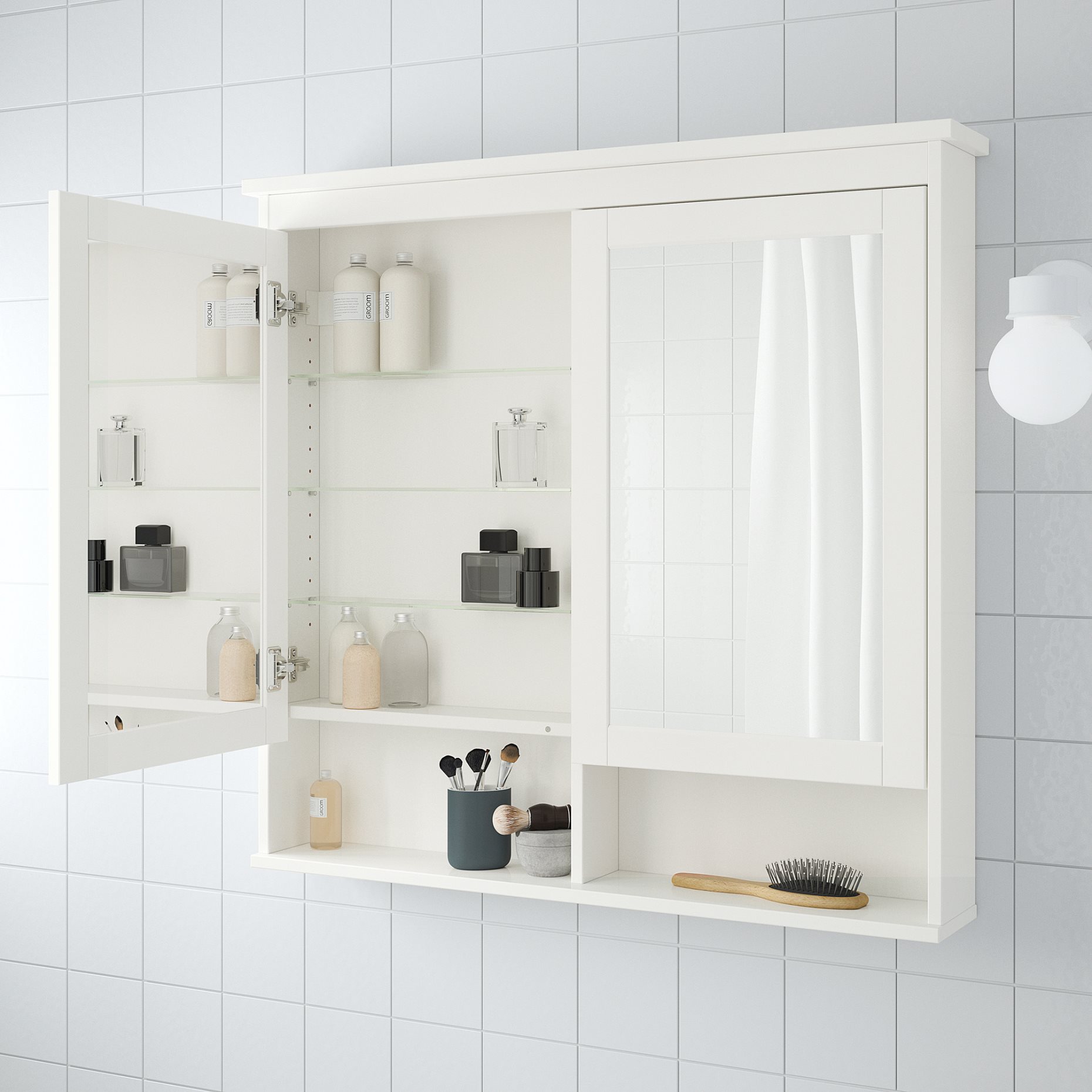 HEMNES, Ντουλάπι με καθρέφτη με 2 πόρτες, 802.176.75