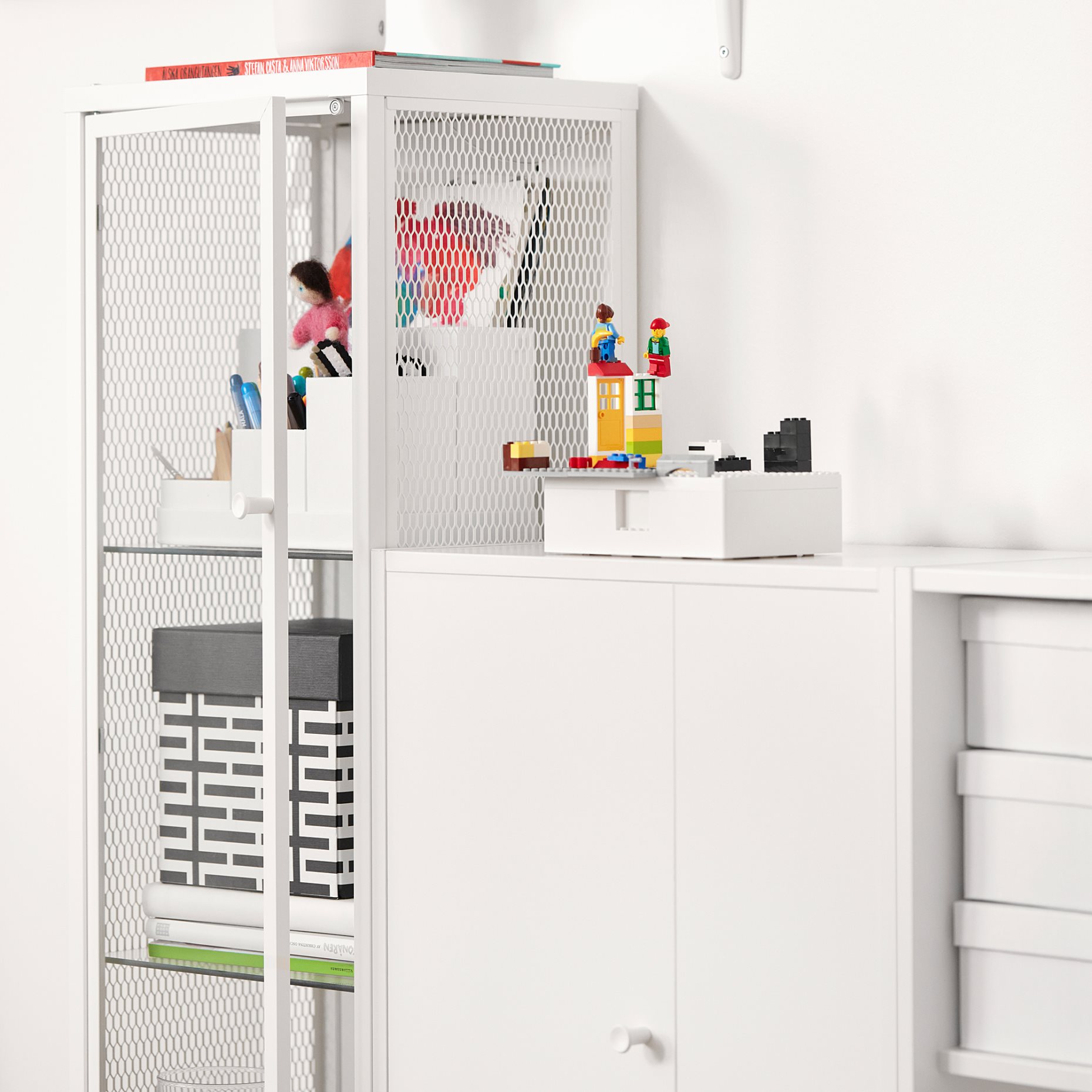 BAGGEBO, cabinet with glass doors, 34x30x116 cm, 805.029.98