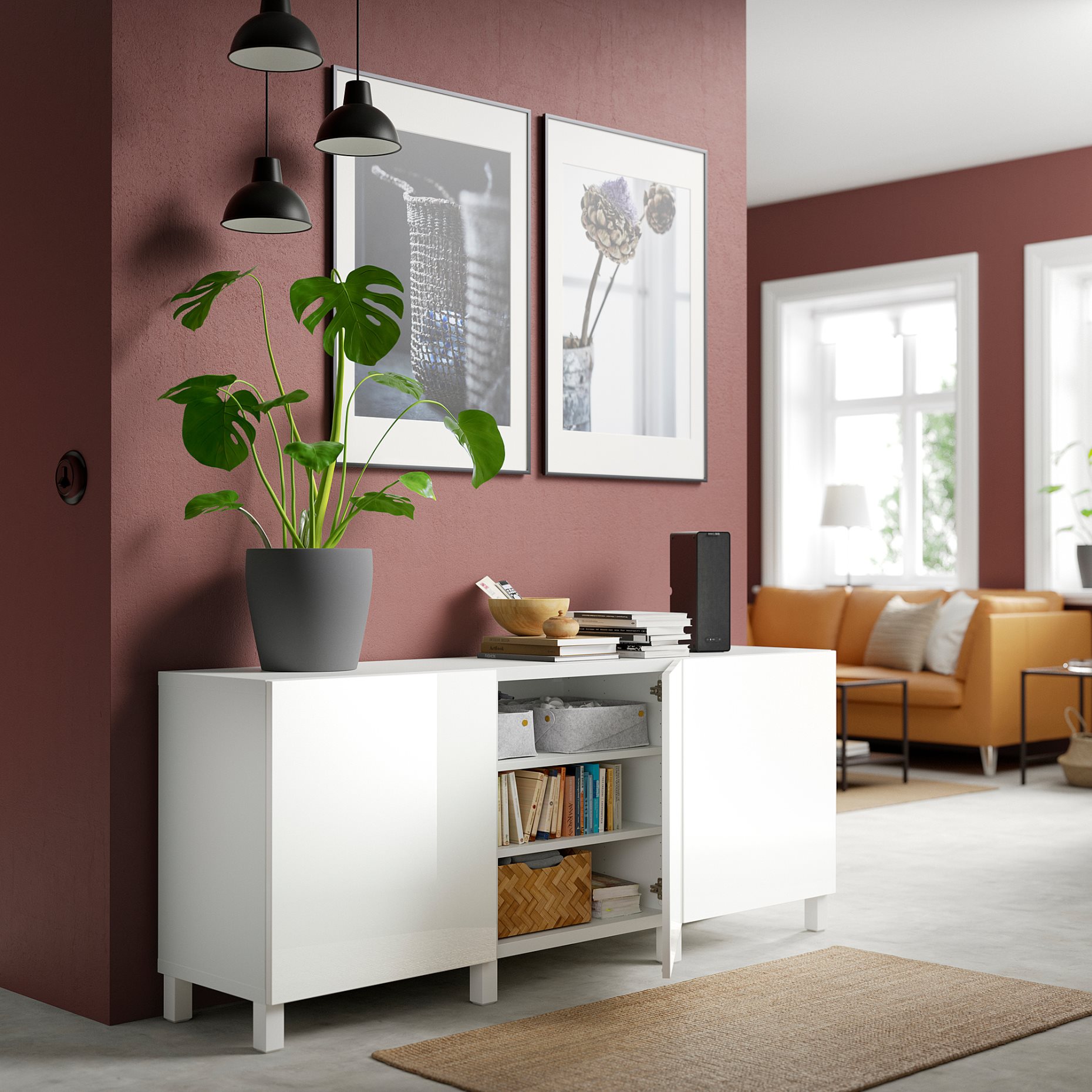 BESTÅ, storage combination with doors, 180x42x74 cm, 891.398.19