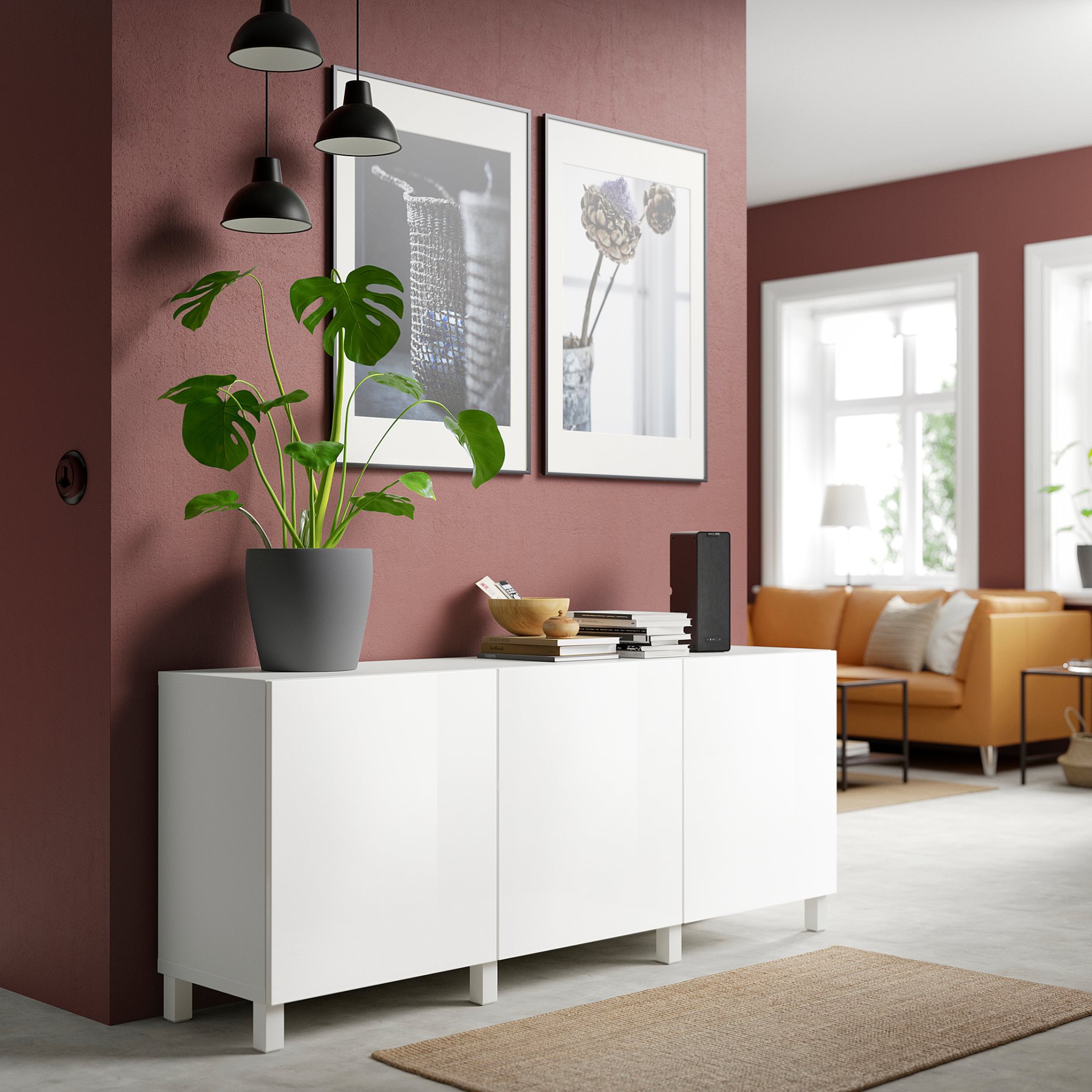 BESTÅ, storage combination with doors, 180x42x74 cm, 891.398.19