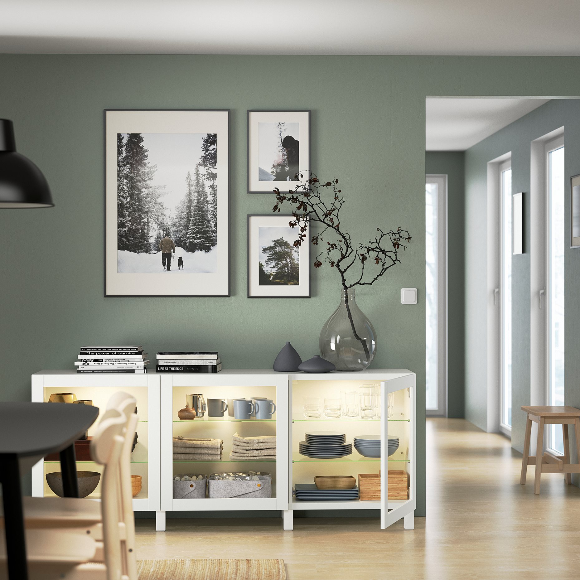 BESTÅ, storage combination with doors, 180x42x74 cm, 891.399.23