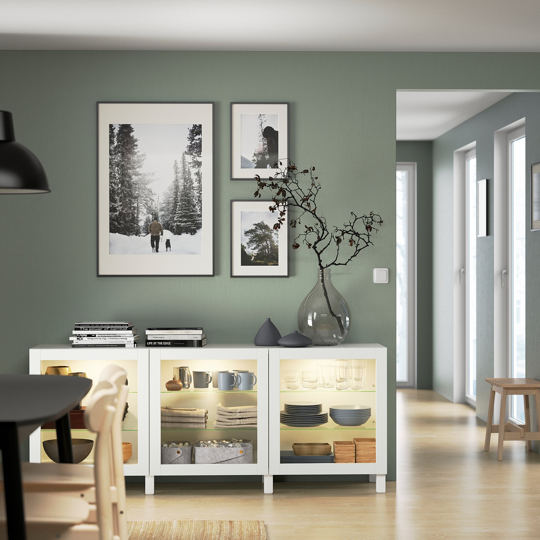 BESTÅ, storage combination with doors, 180x42x74 cm, 891.399.23