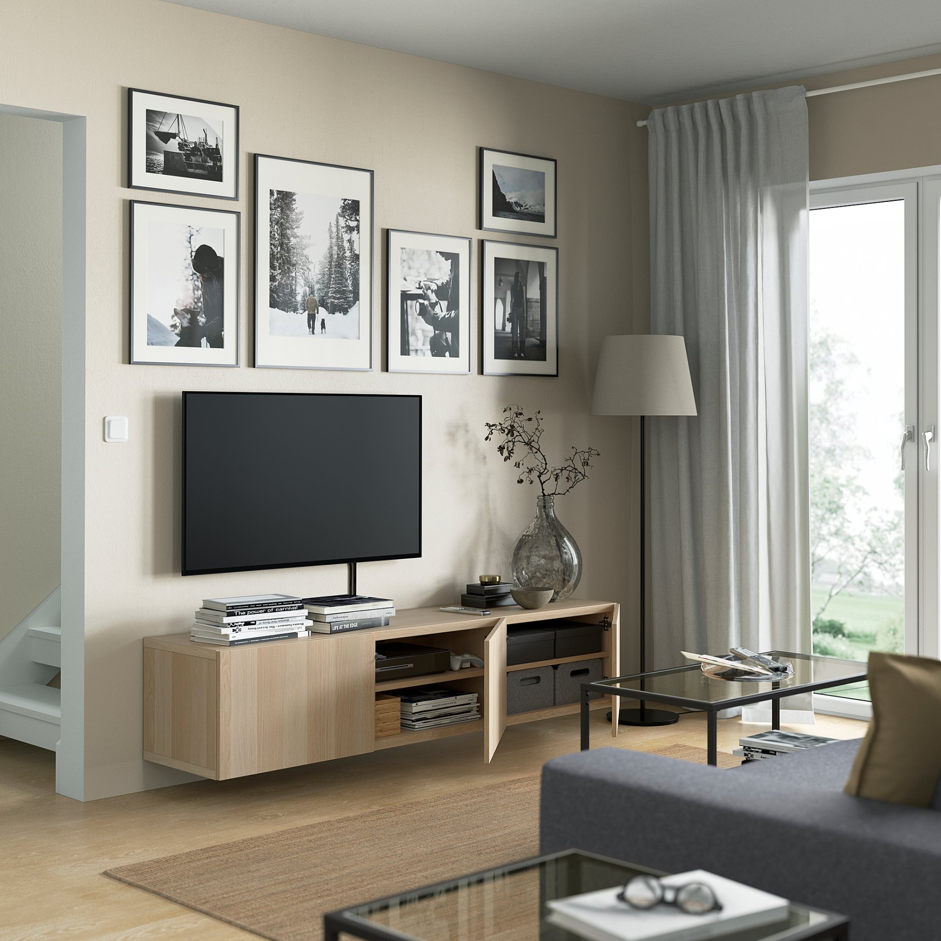 BESTÅ, έπιπλο TV με πόρτες, 180x42x38 cm, 893.307.09