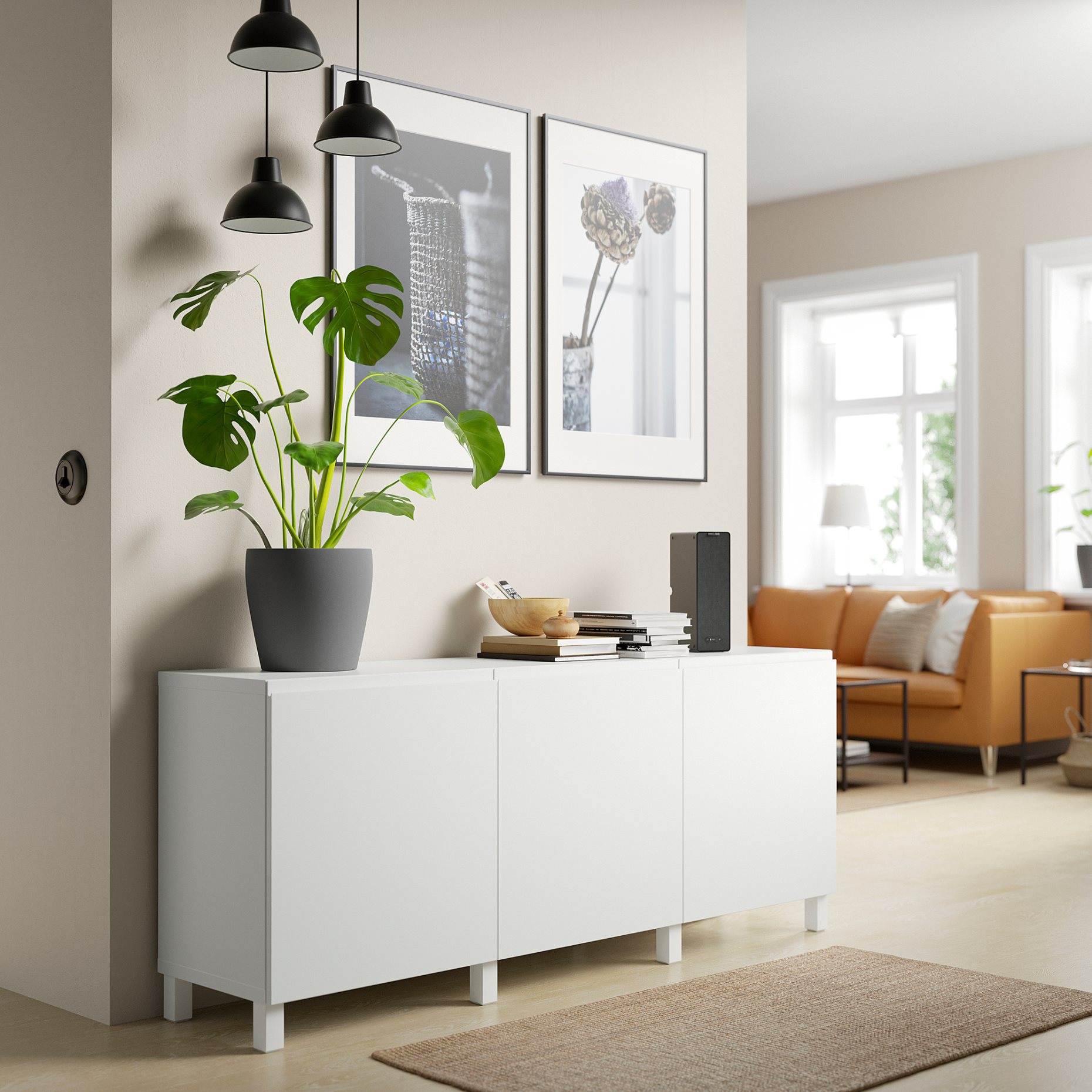 BESTÅ, σύνθεση αποθήκευσης με πόρτες, 180x42x74 cm, 894.217.47
