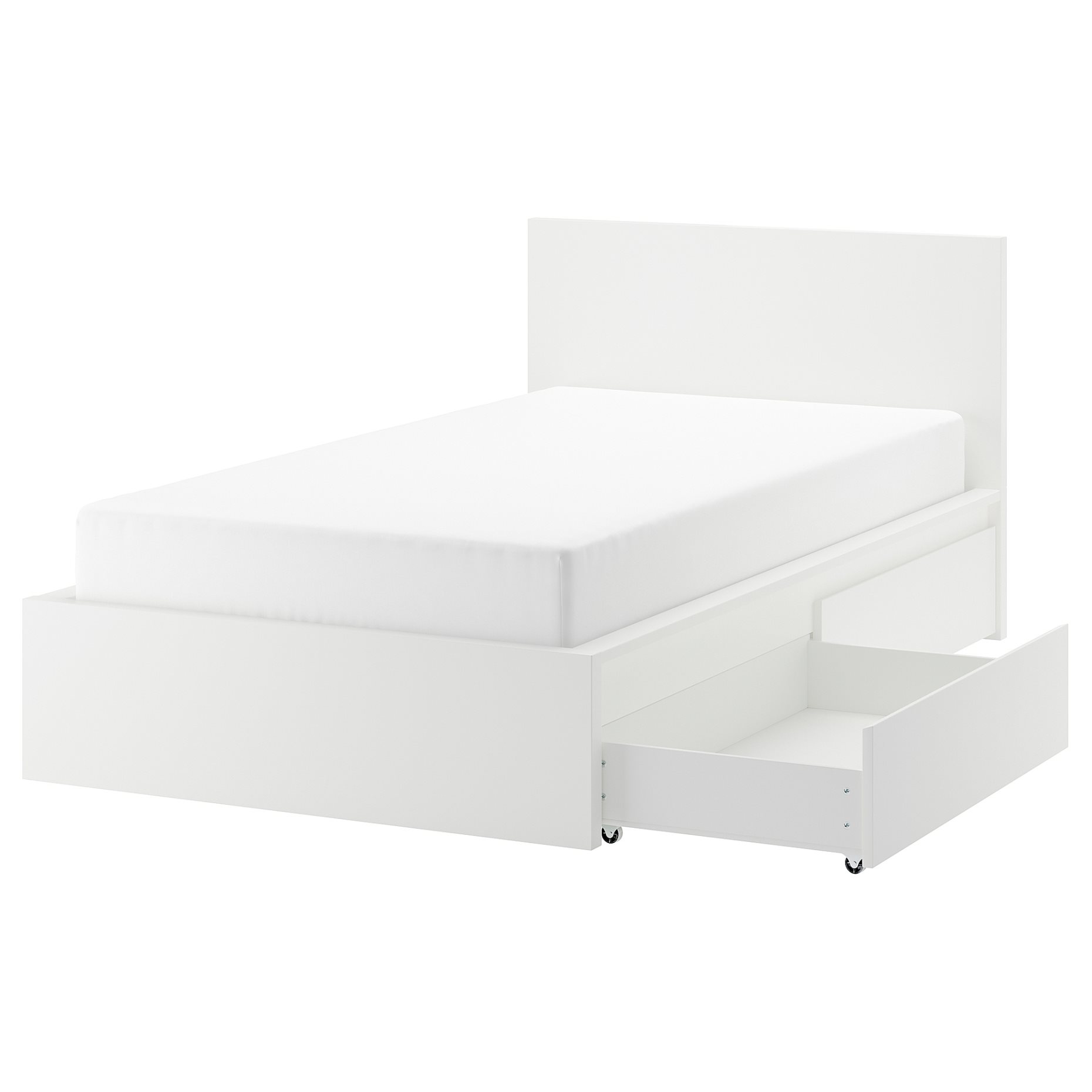 MALM, bed frame, high, with 2 storage boxes, 990.477.44