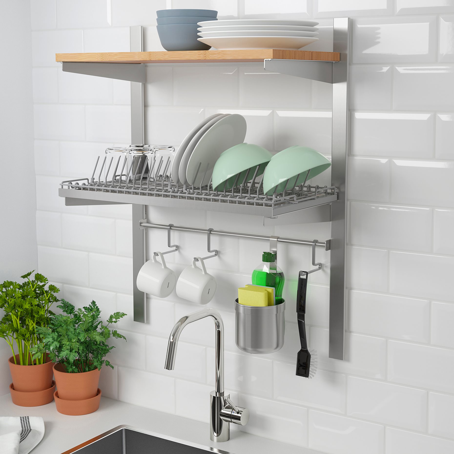 KUNGSFORS, suspension rail with shelf/rail/dish drainer, 092.543.23