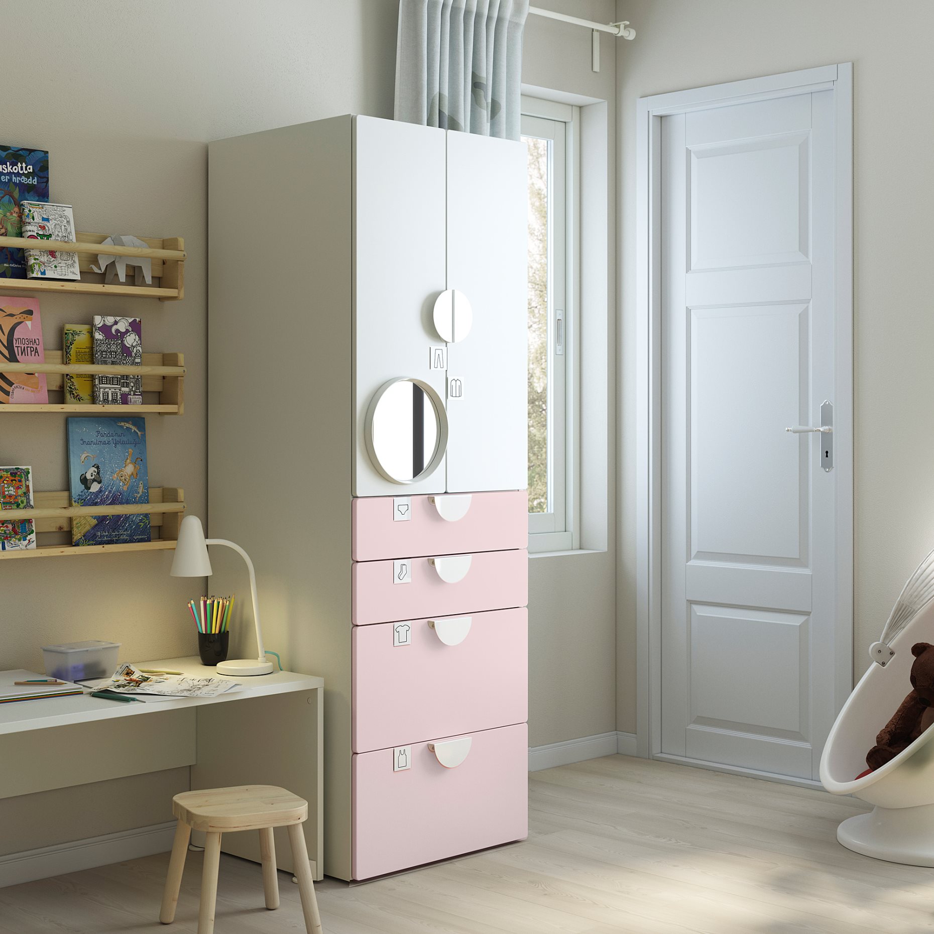 SMASTAD/PLATSA, wardrobe with 4 drawers, 60x57x181 cm, 194.309.05