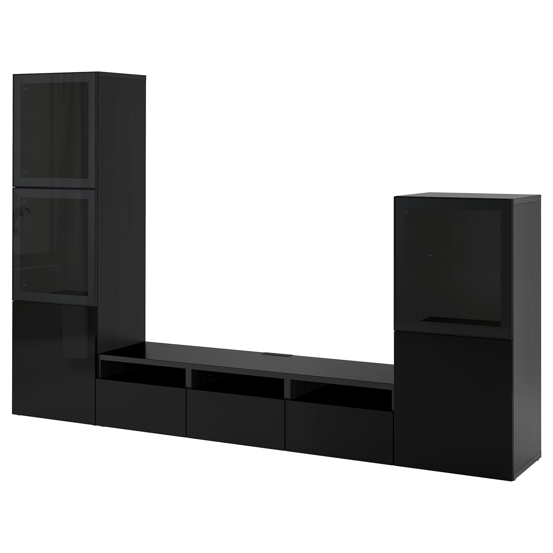 BESTÅ, TV storage combination/glass doors/drawers soft closing, 300x42x193 cm, 293.307.88