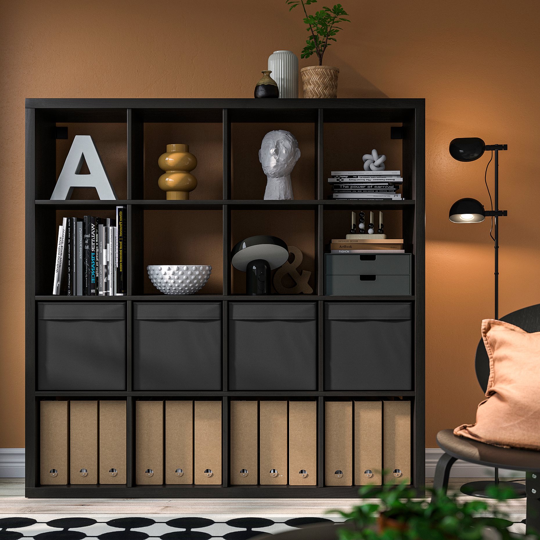 KALLAX, shelving unit with 4 inserts, 390.305.91