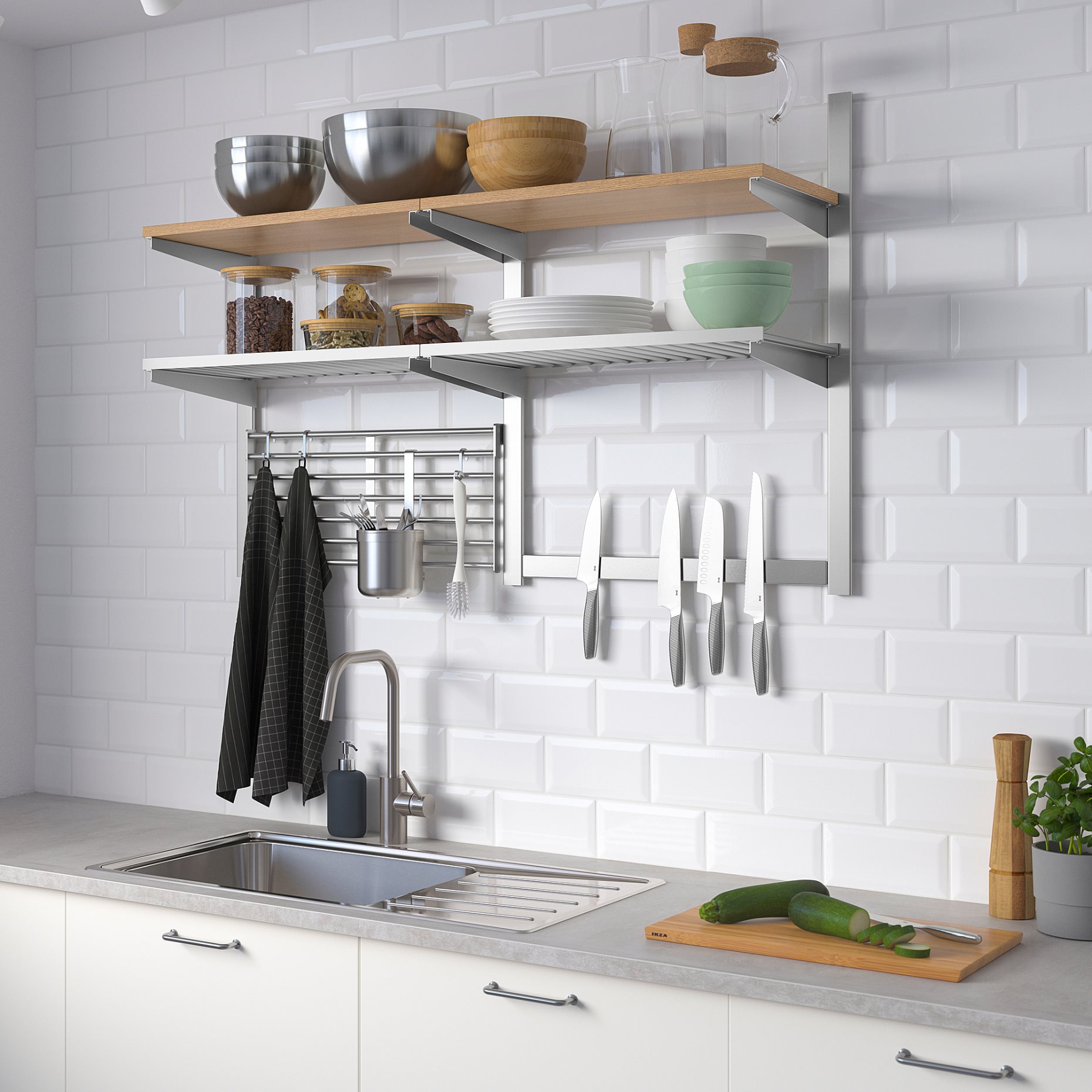 KUNGSFORS, suspension rail/shelf/mgnt knf rk/wall grid, 392.848.80