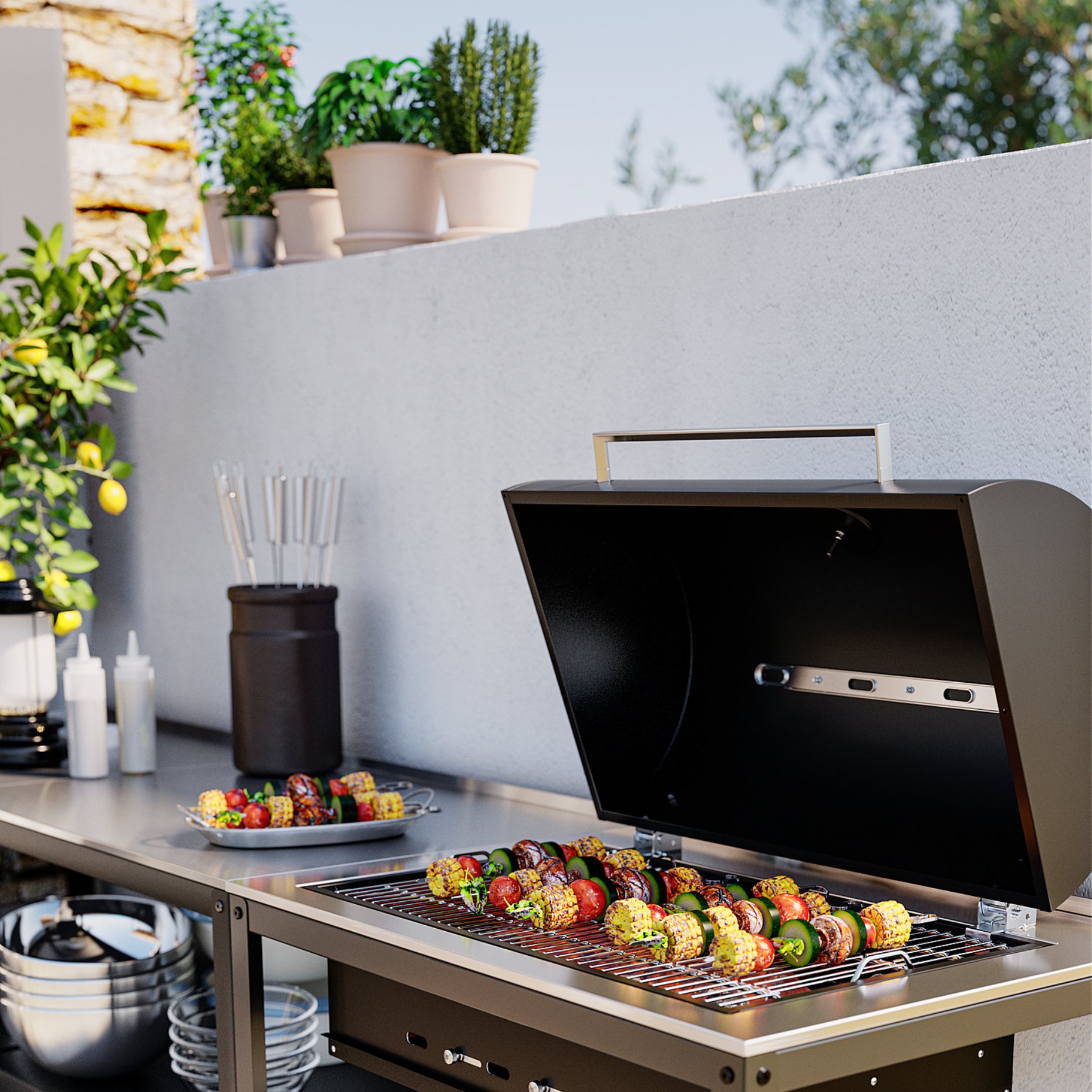 GRILLSKÄR, kitchen with charcoal bbq/outdoor, 172x61 cm, 393.849.88