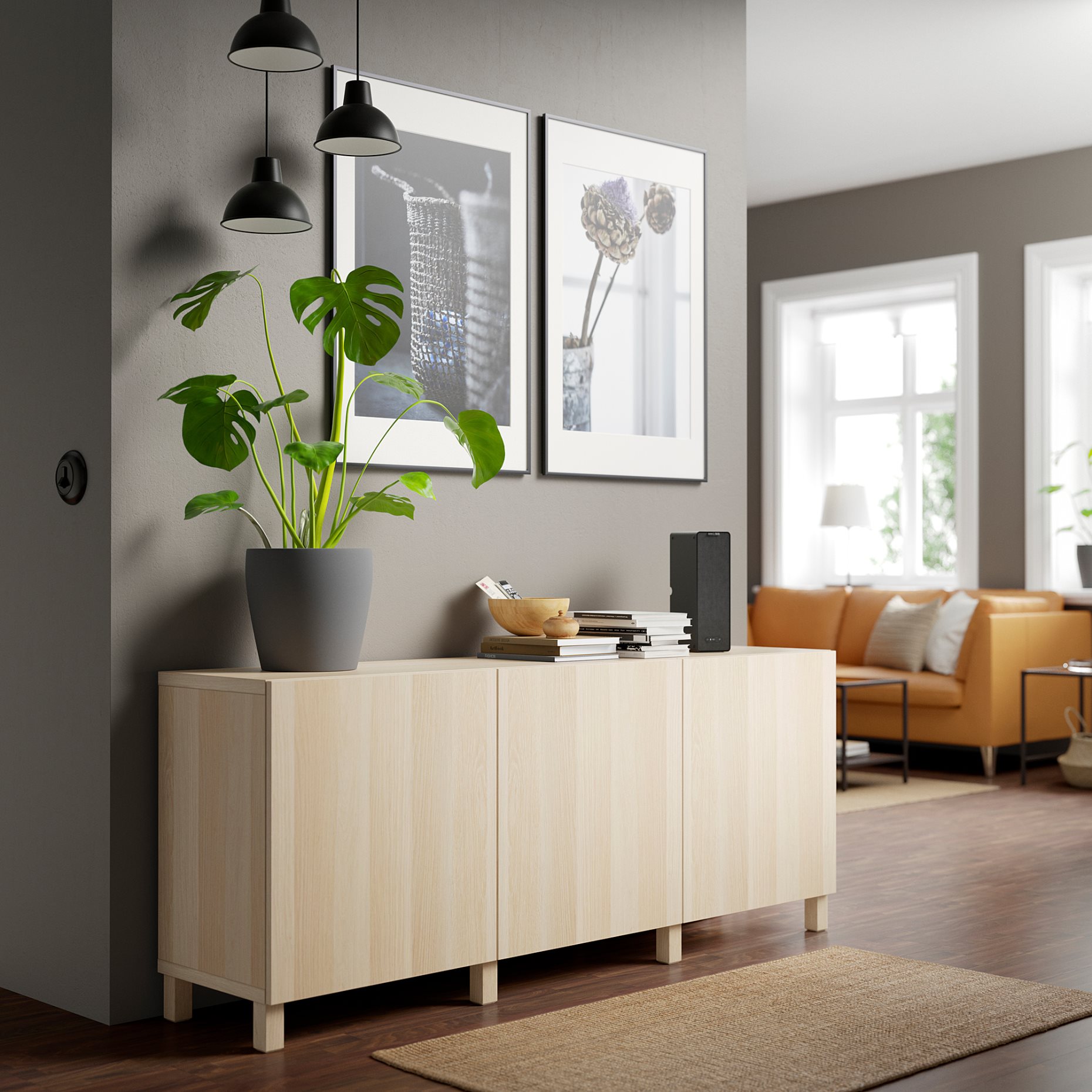 BESTÅ, storage combination with doors, 180x42x74 cm, 491.397.22
